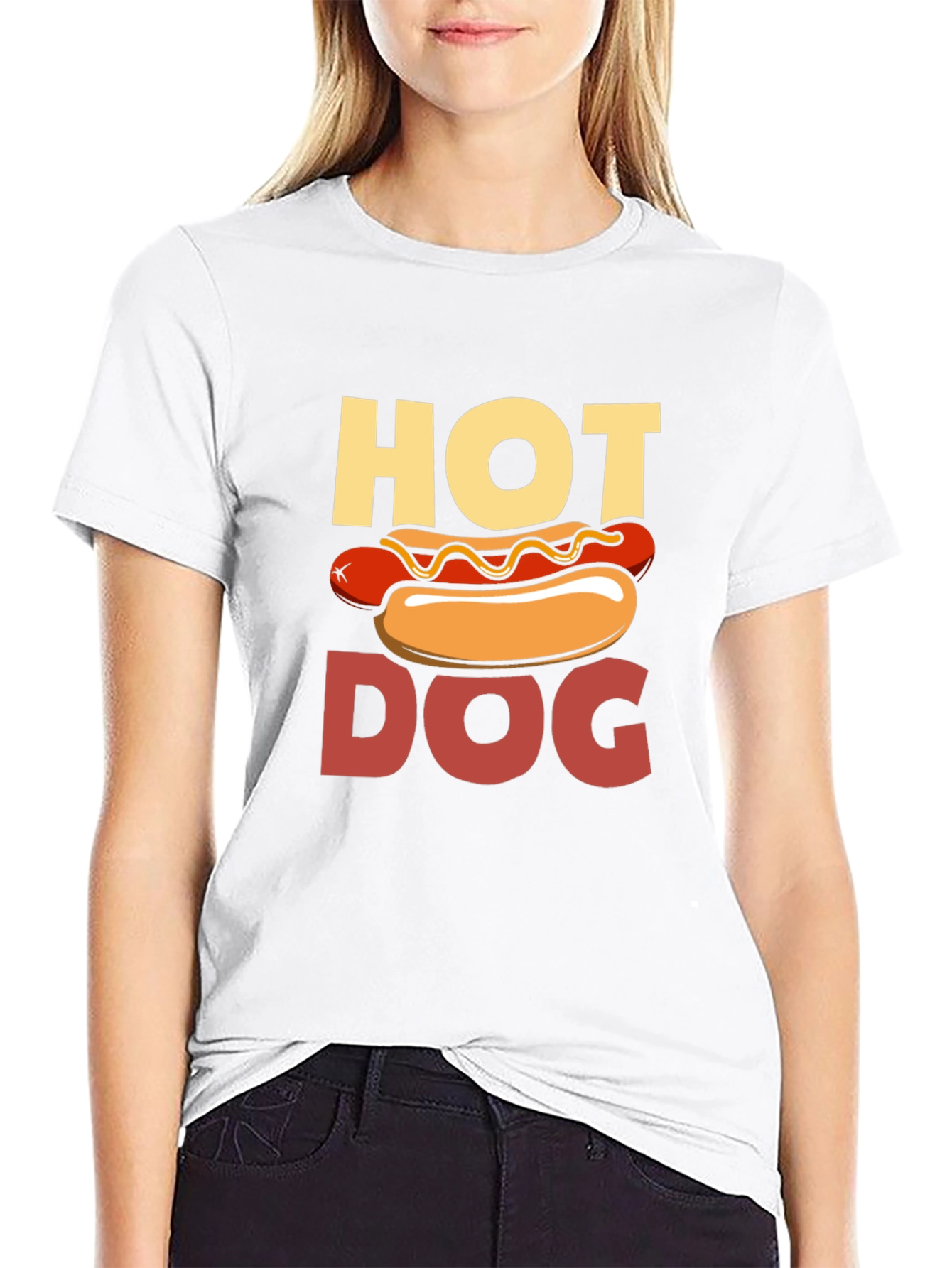 Hot Dog Graphic Print T-Shirt - Novelty Tee