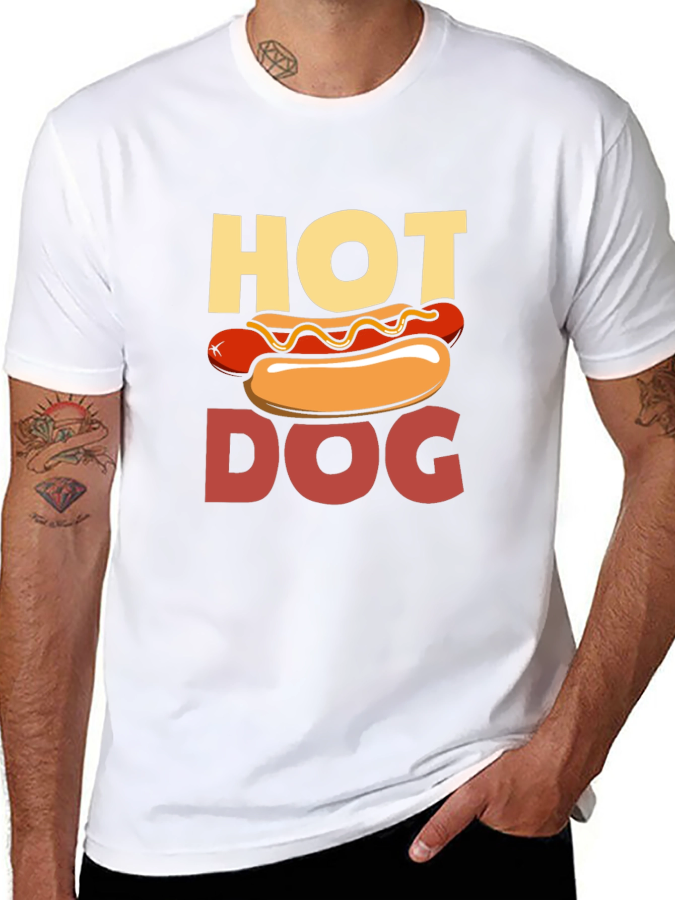 Hot Dog Graphic Print T-Shirt - Novelty Tee