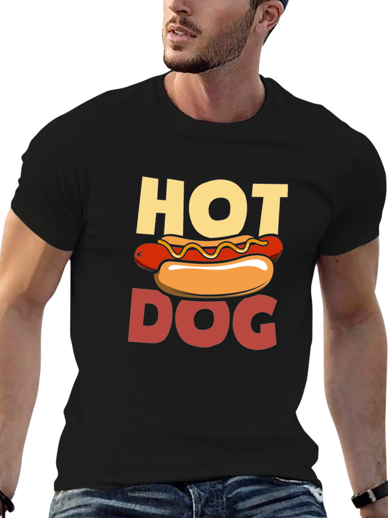 Hot Dog Graphic Print T-Shirt - Novelty Tee