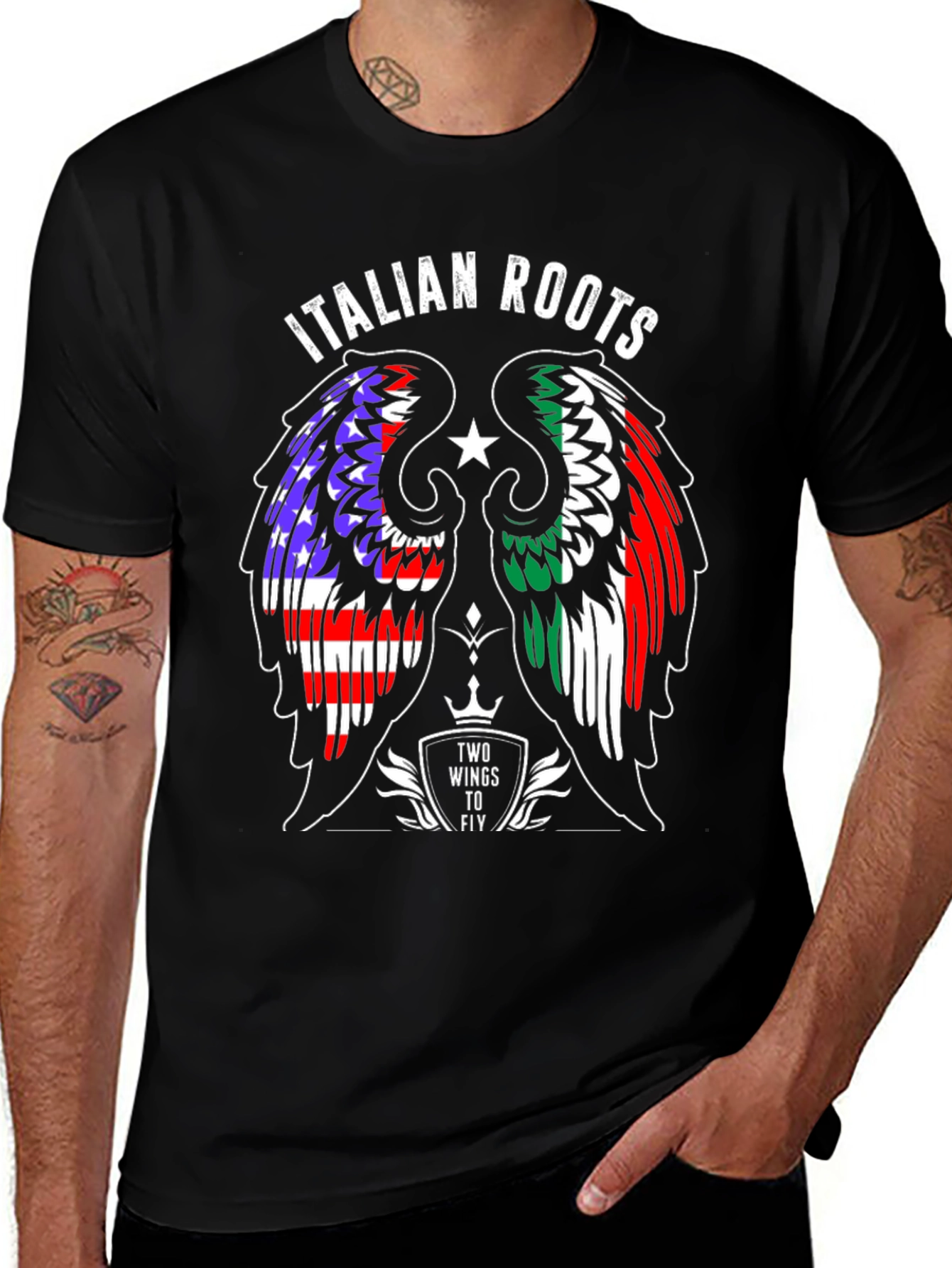 Italian Roots Wings T-Shirt - USA & Italy