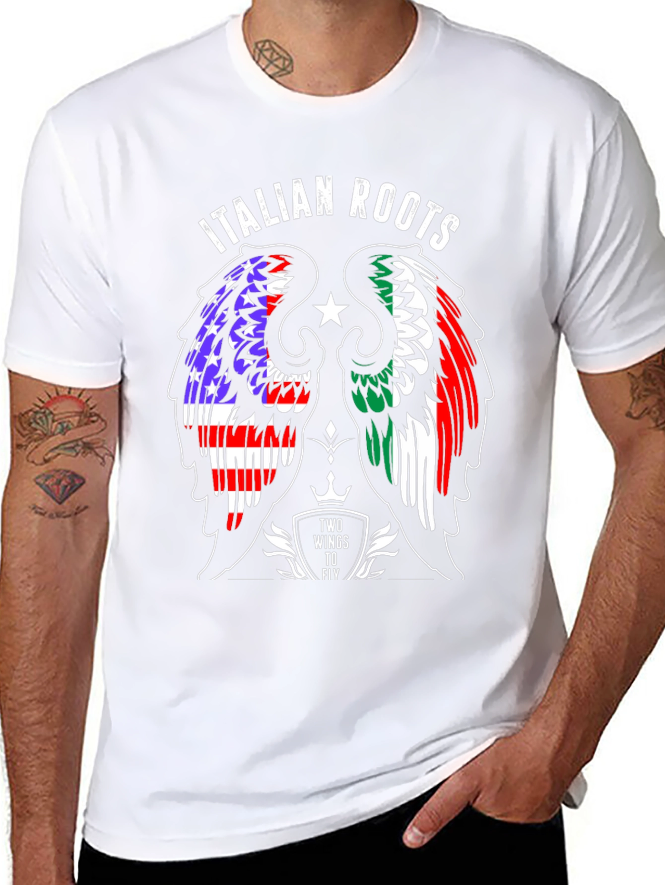 Italian Roots Wings T-Shirt - USA & Italy
