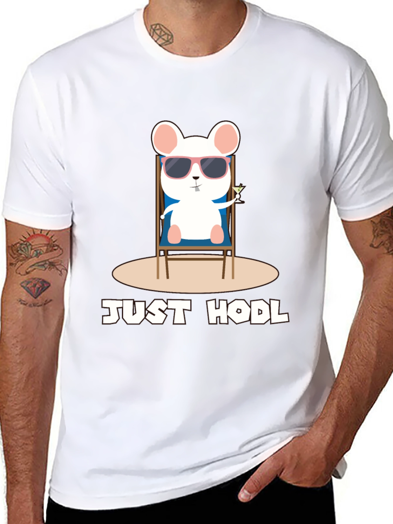 Just Hodl T-Shirt - Chill Crypto Mouse