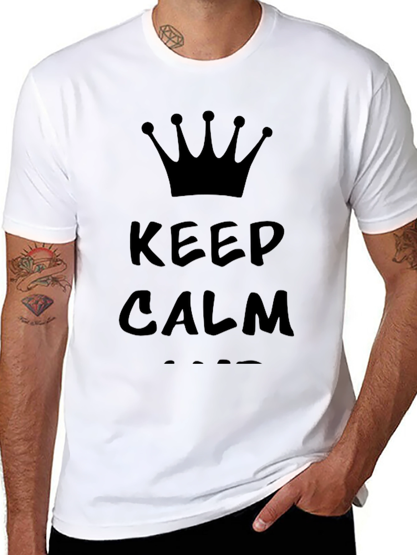 Keep Calm Crown Graphic T-Shirt - Mens Black Tee