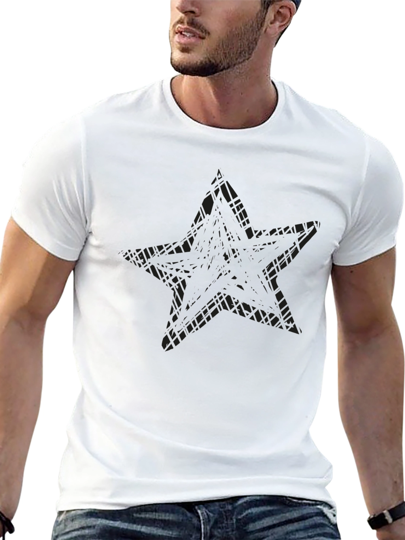 Black Star Graphic Tee - Mens Casual T-Shirt