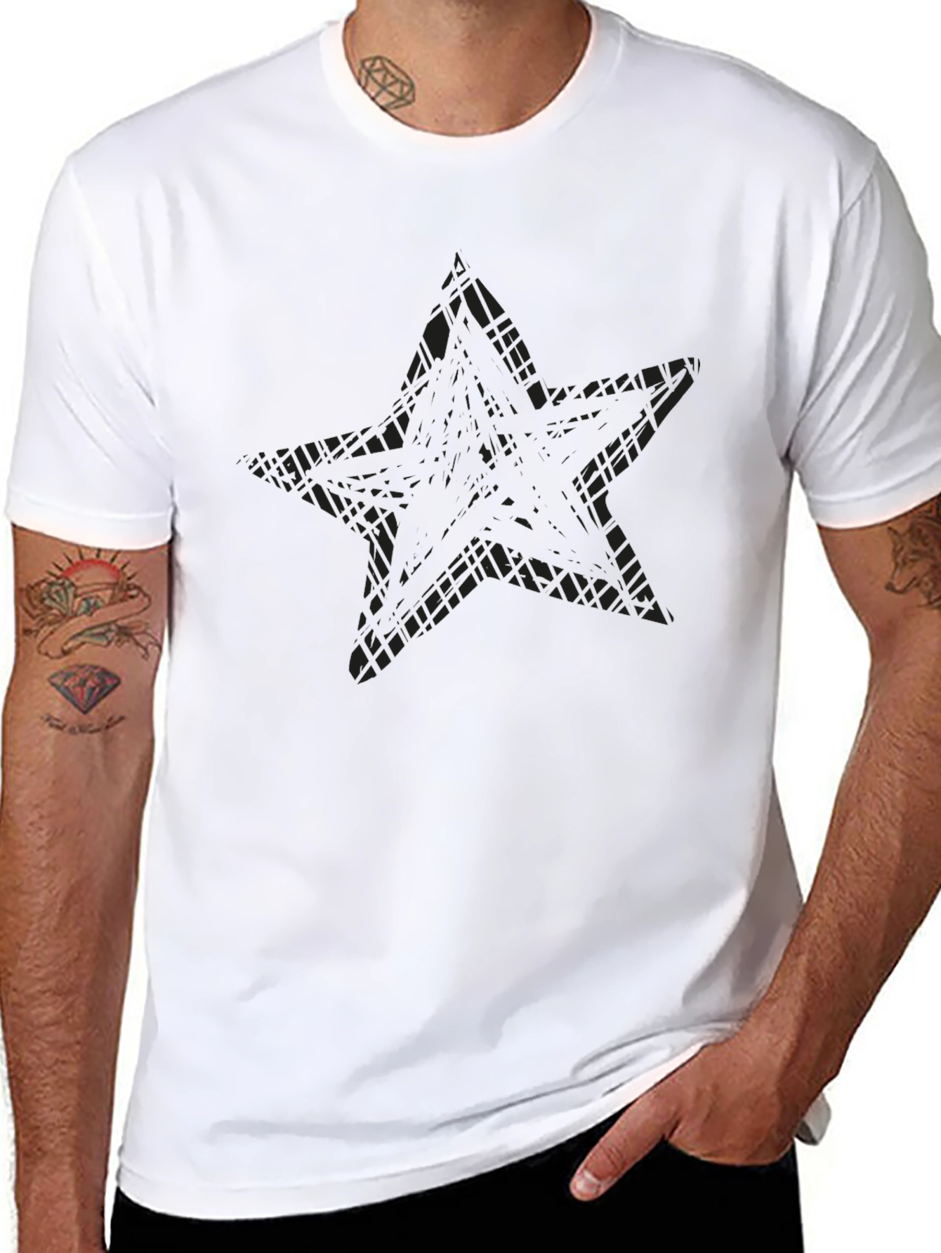 Black Star Graphic Tee - Mens Casual T-Shirt