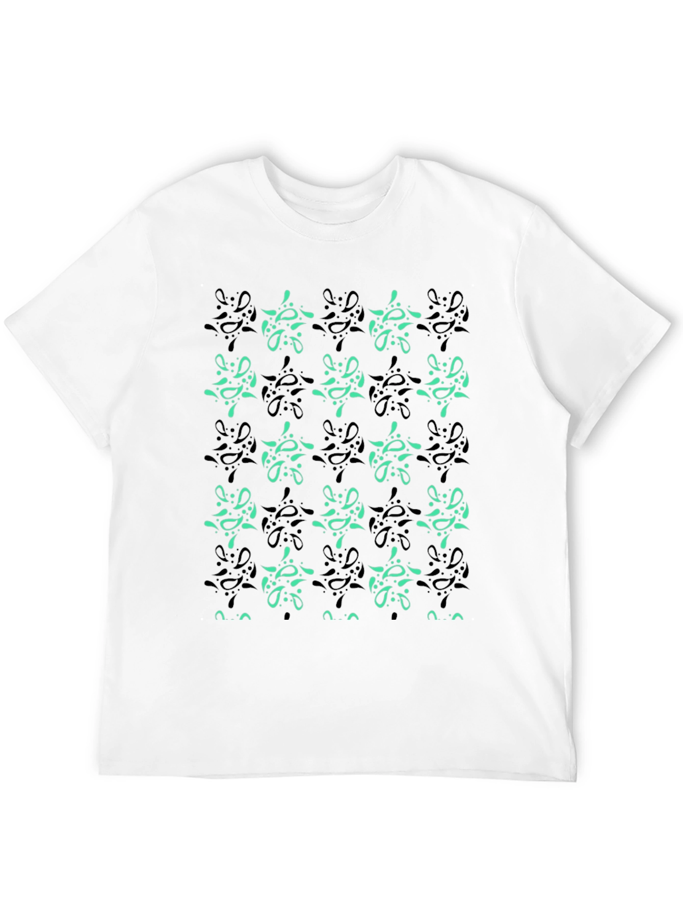 Patterned Black Crew Neck T-Shirt