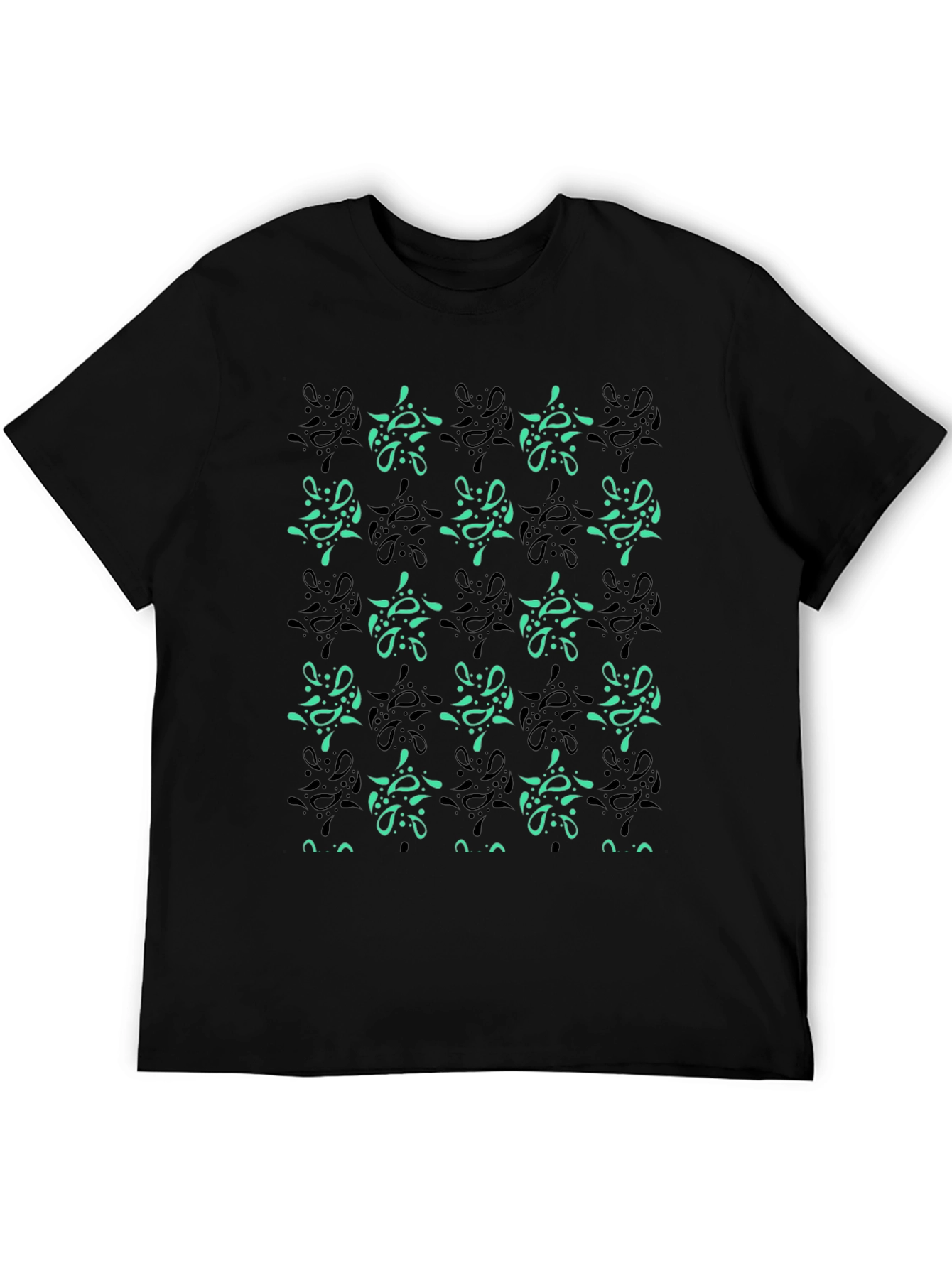 Patterned Black Crew Neck T-Shirt