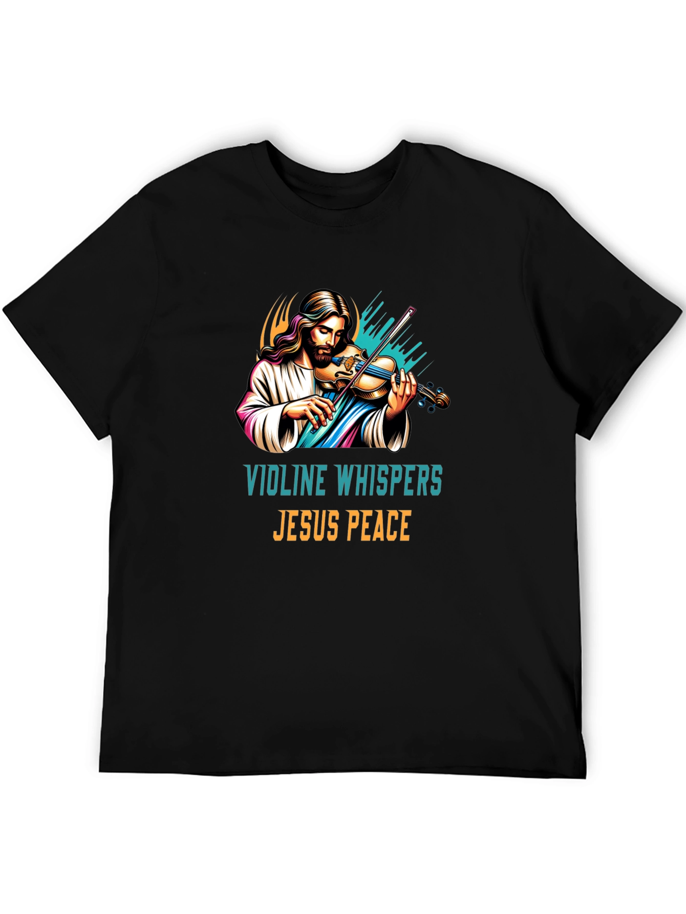 Violin Jesus Peace Graphic T-Shirt