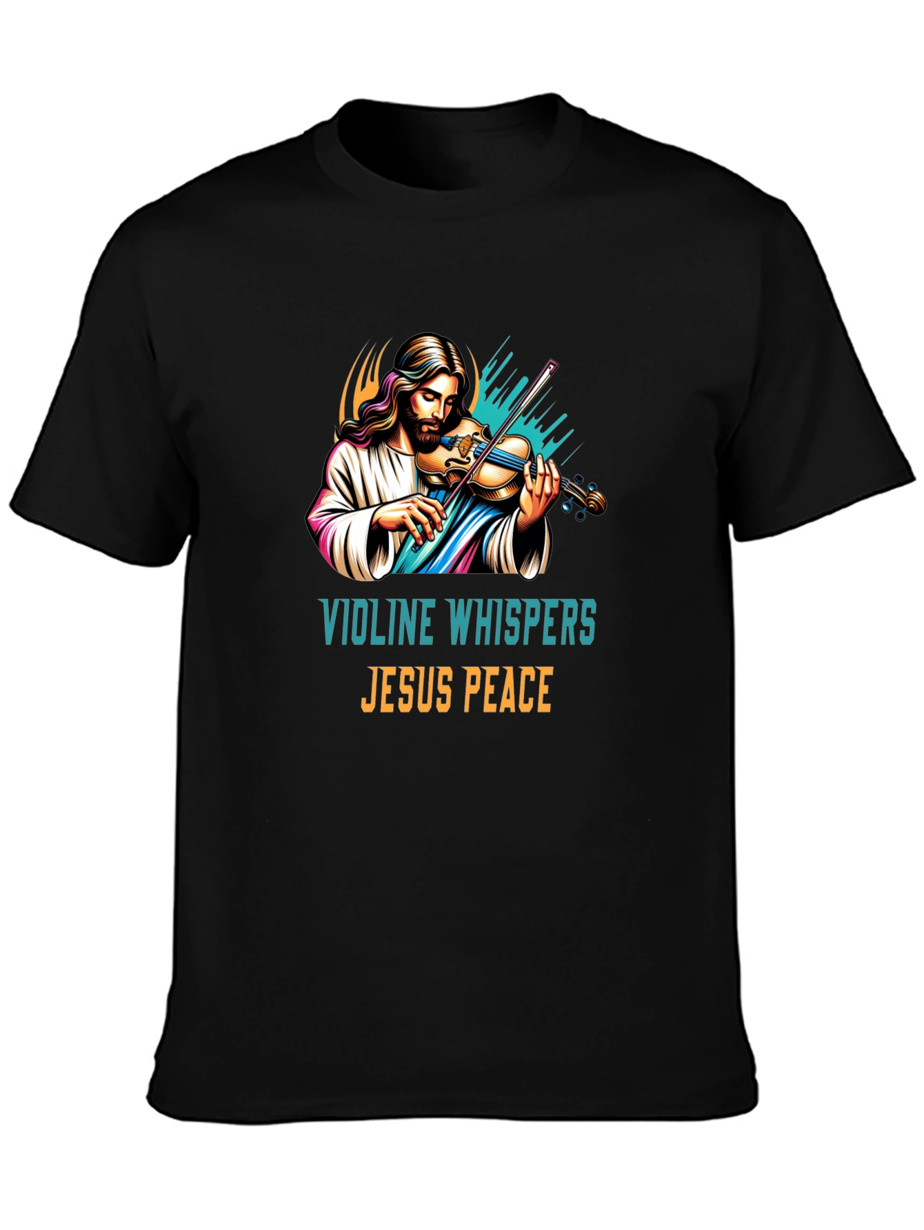 Violin Jesus Peace Graphic T-Shirt