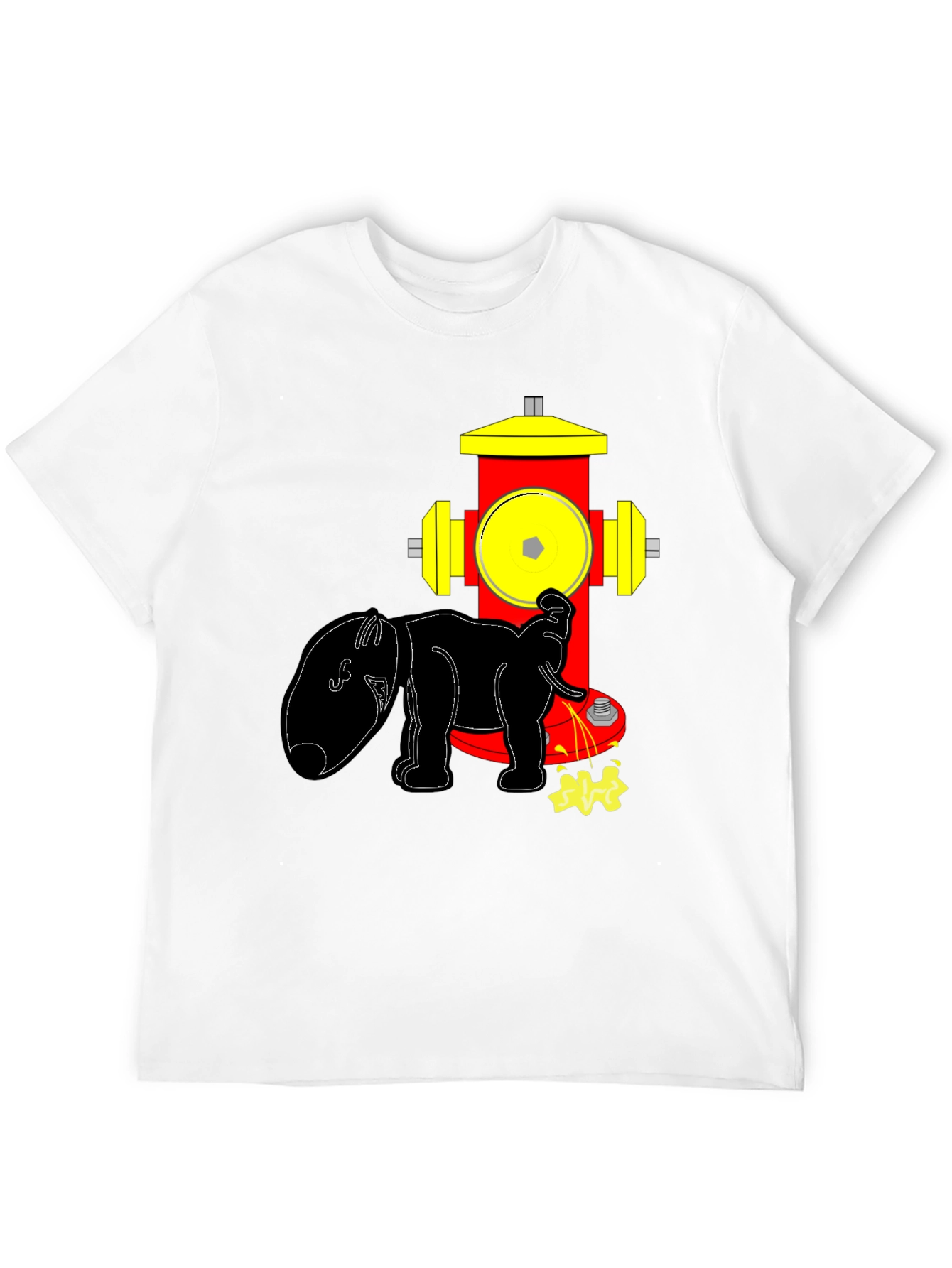 Funny Elephant Peeing on Fire Hydrant Black T-Shirt
