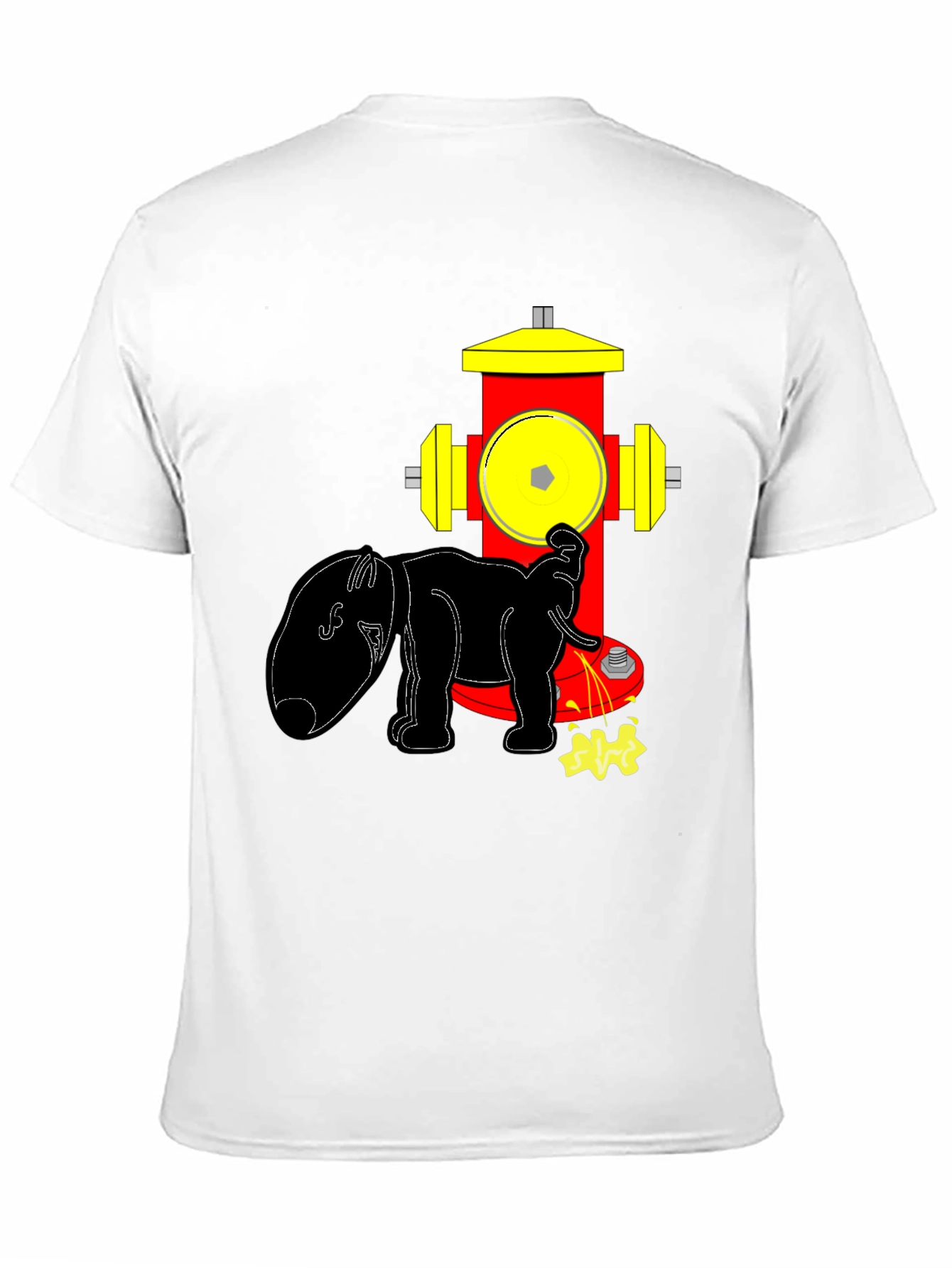 Funny Elephant Peeing on Fire Hydrant Black T-Shirt