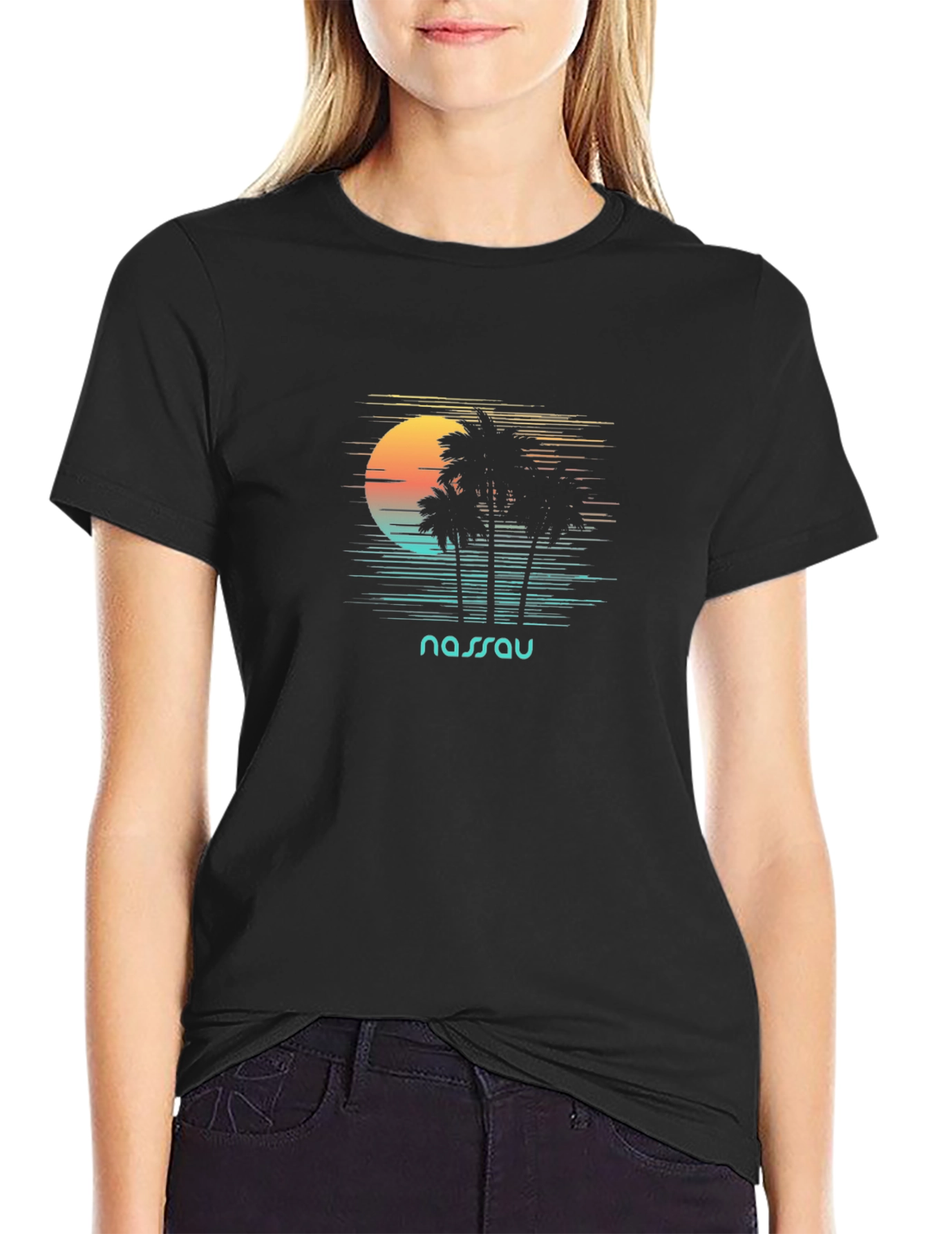 Nassau Palm Sunset Graphic Tee - Island Vibes