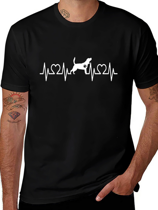 Dog Lover Heartbeat T-Shirt - Black