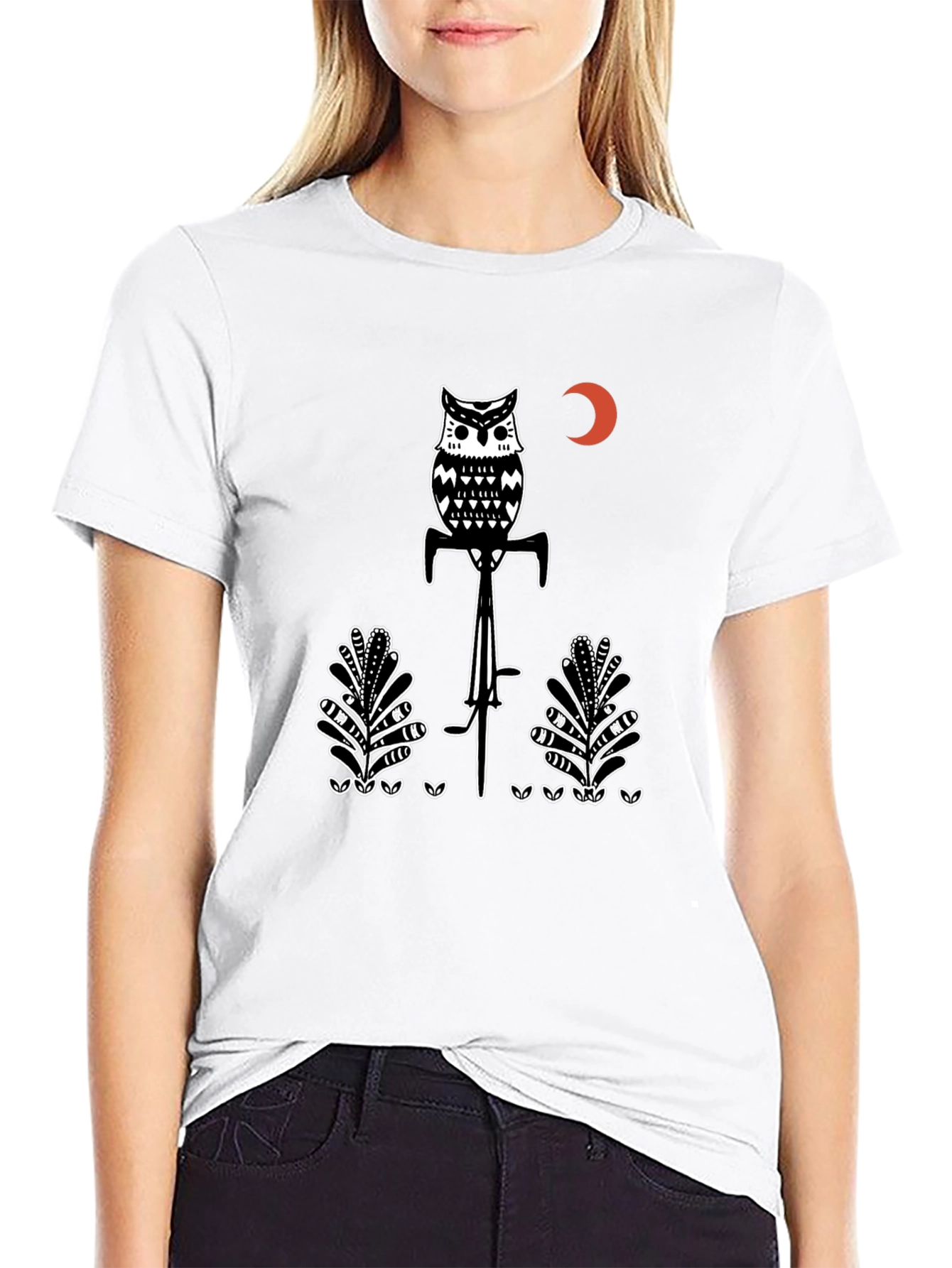 Owl on Bike Graphic Tee - Black