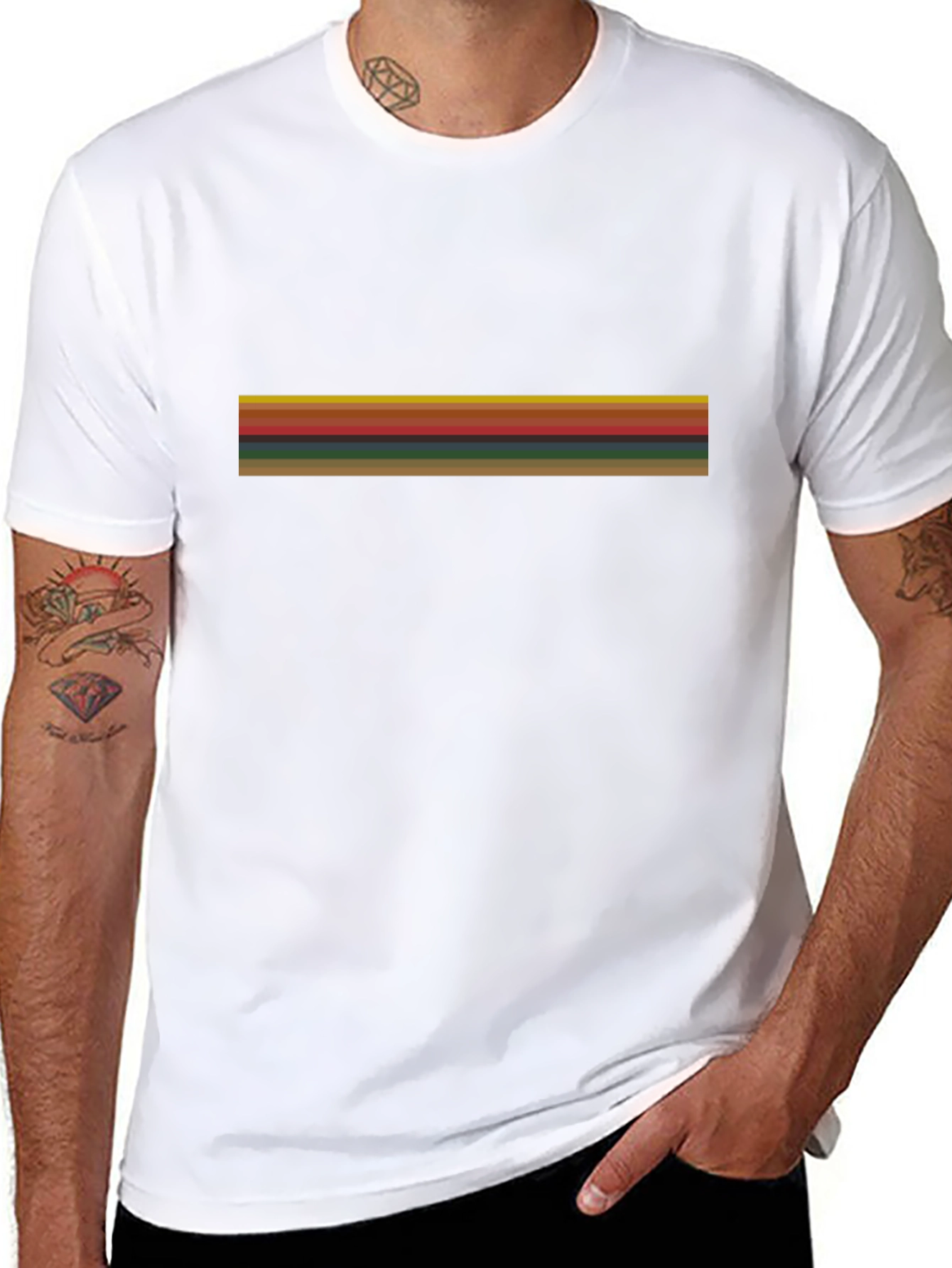 Striped Graphic Black T-Shirt