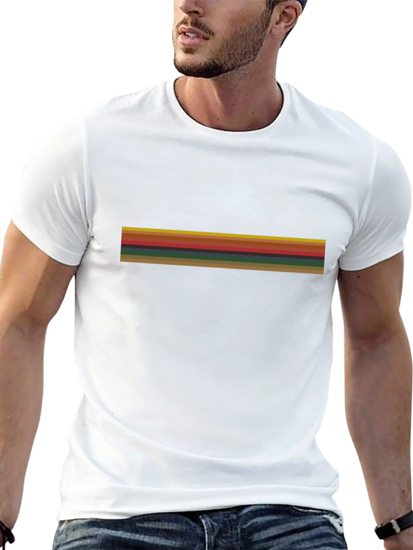 Striped Graphic Black T-Shirt