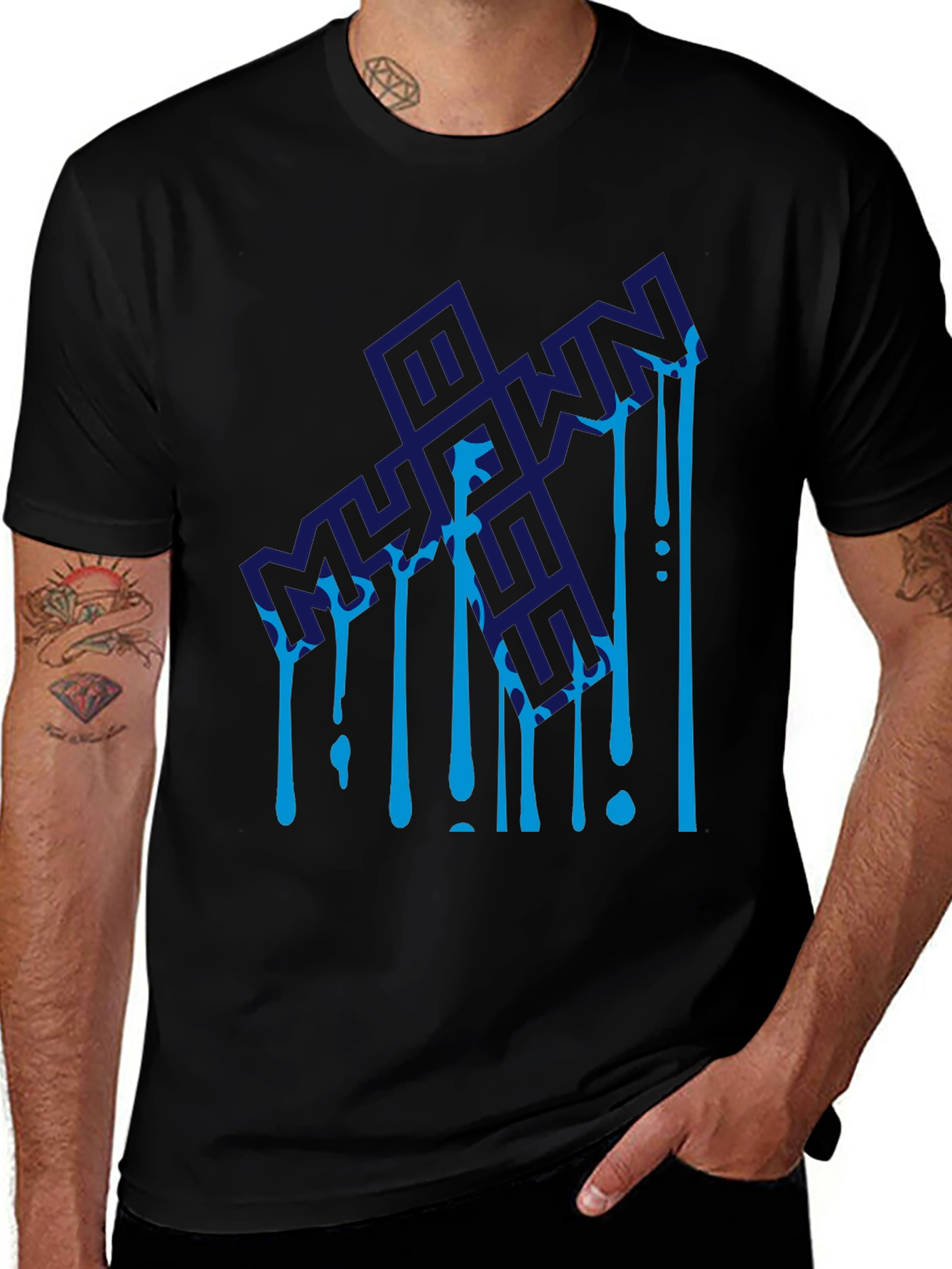 Mens Black Graphic Tee - Bold Design