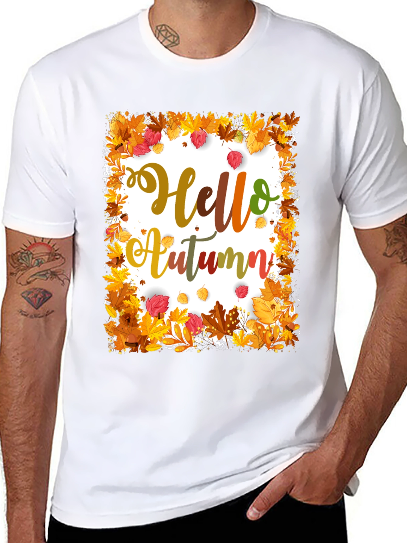 Hello Autumn Graphic T-Shirt - Fall Season Apparel