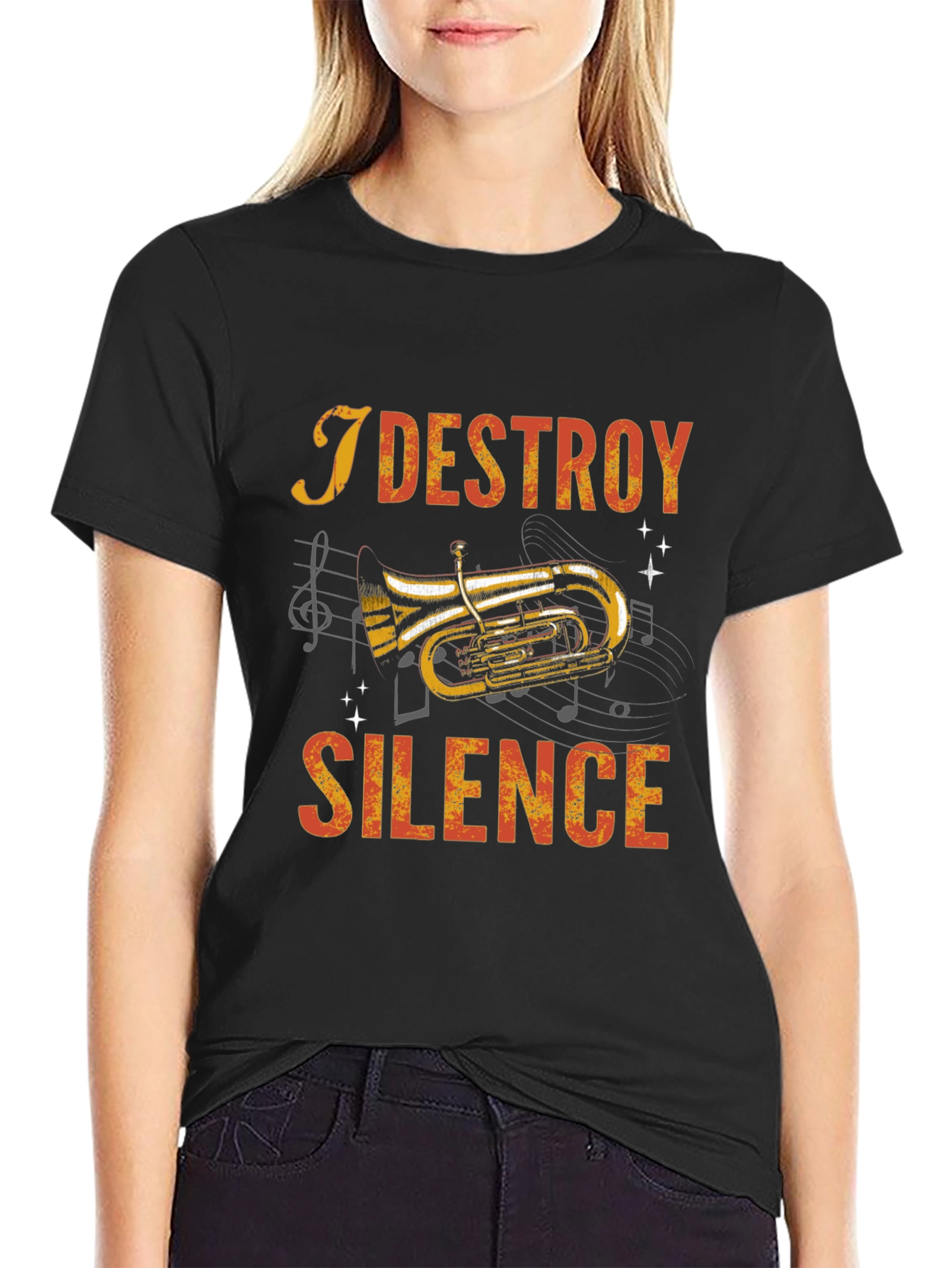 I Destroy Silence Tuba Player Graphic Tee