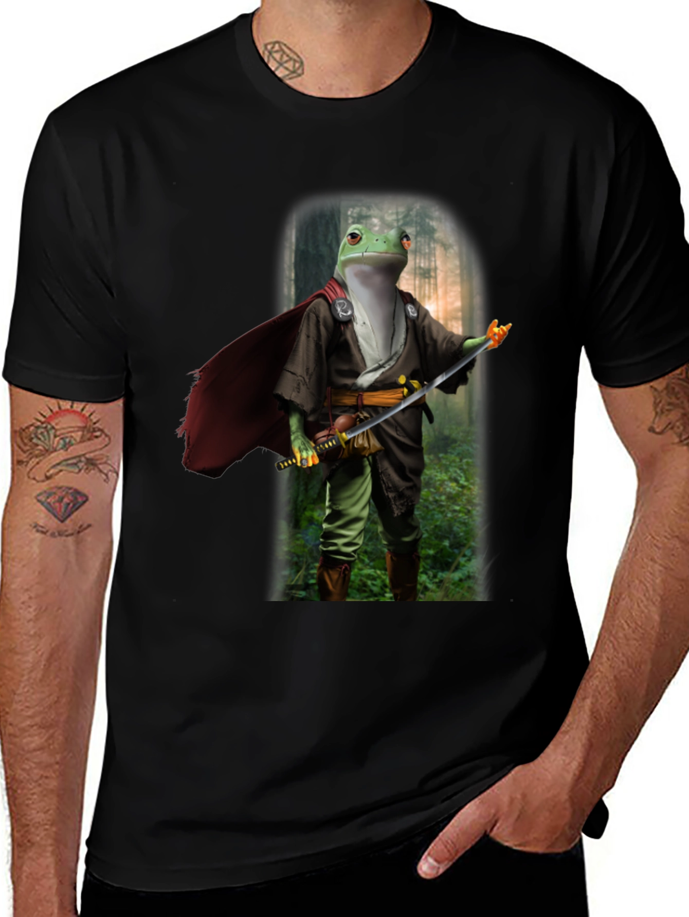 Frog Samurai T-Shirt - Cool Graphic Tee