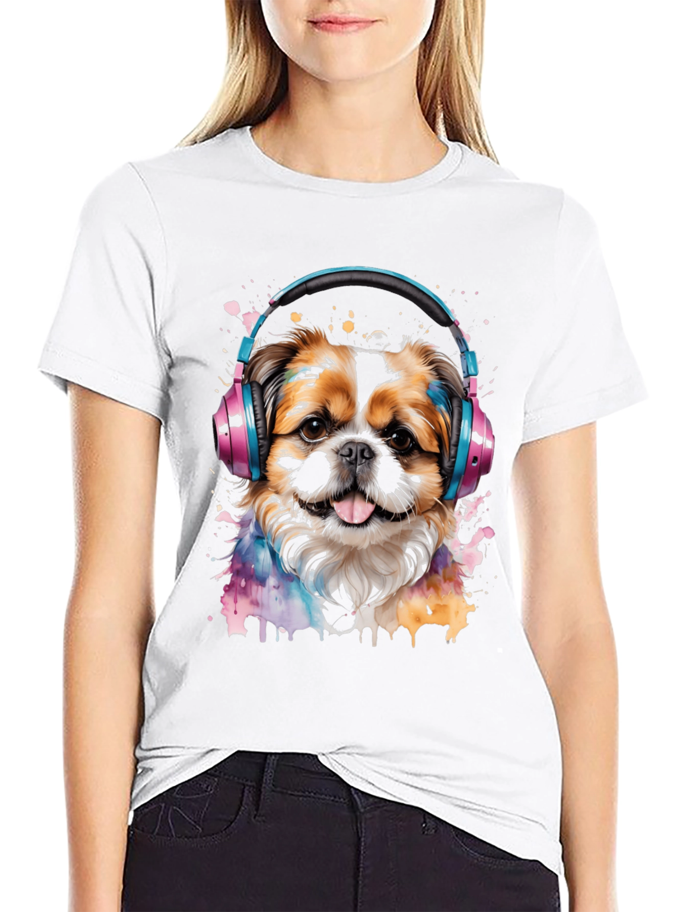 Dog with Headphones Graphic Tee
