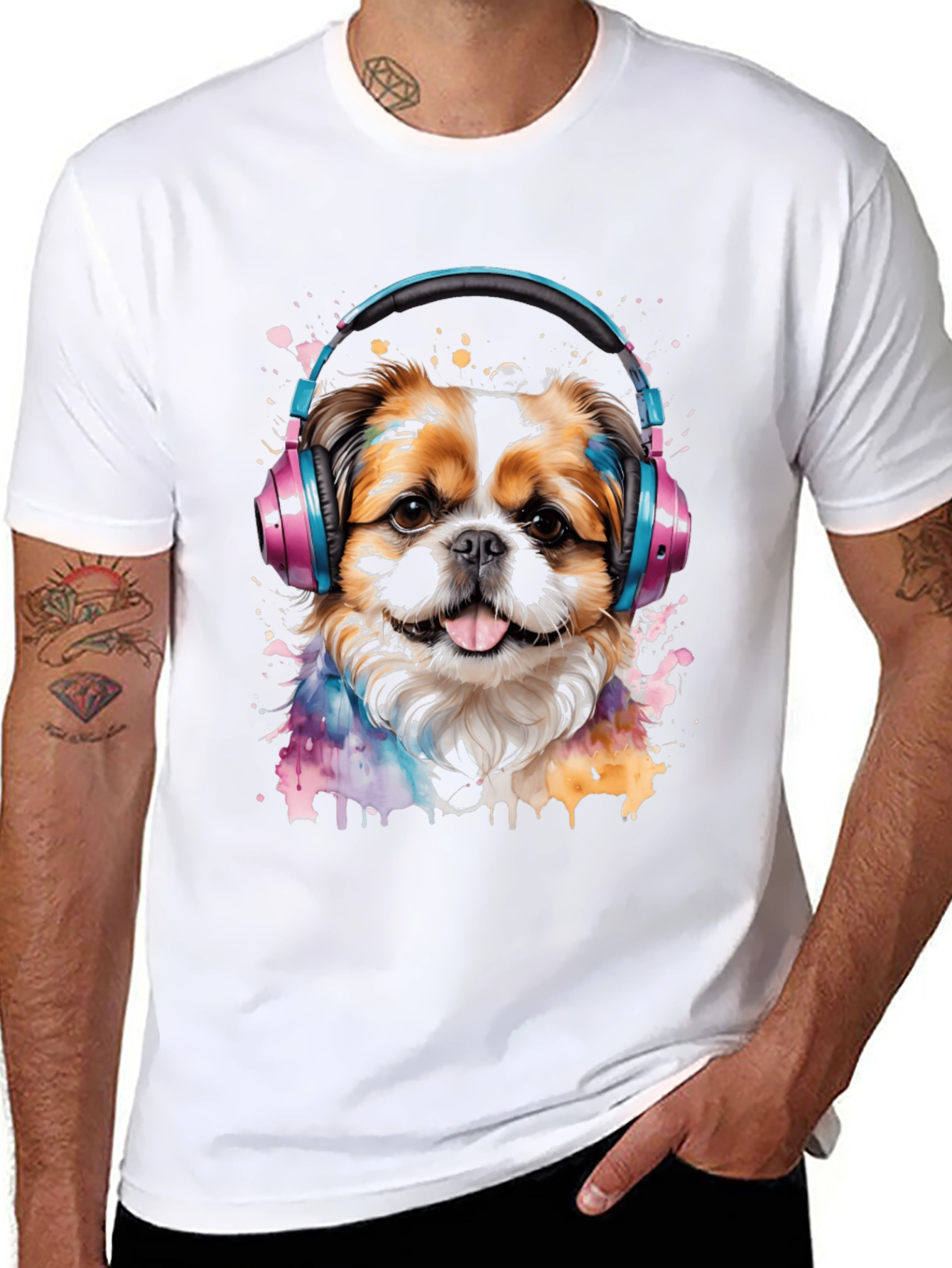 Dog with Headphones Graphic Tee