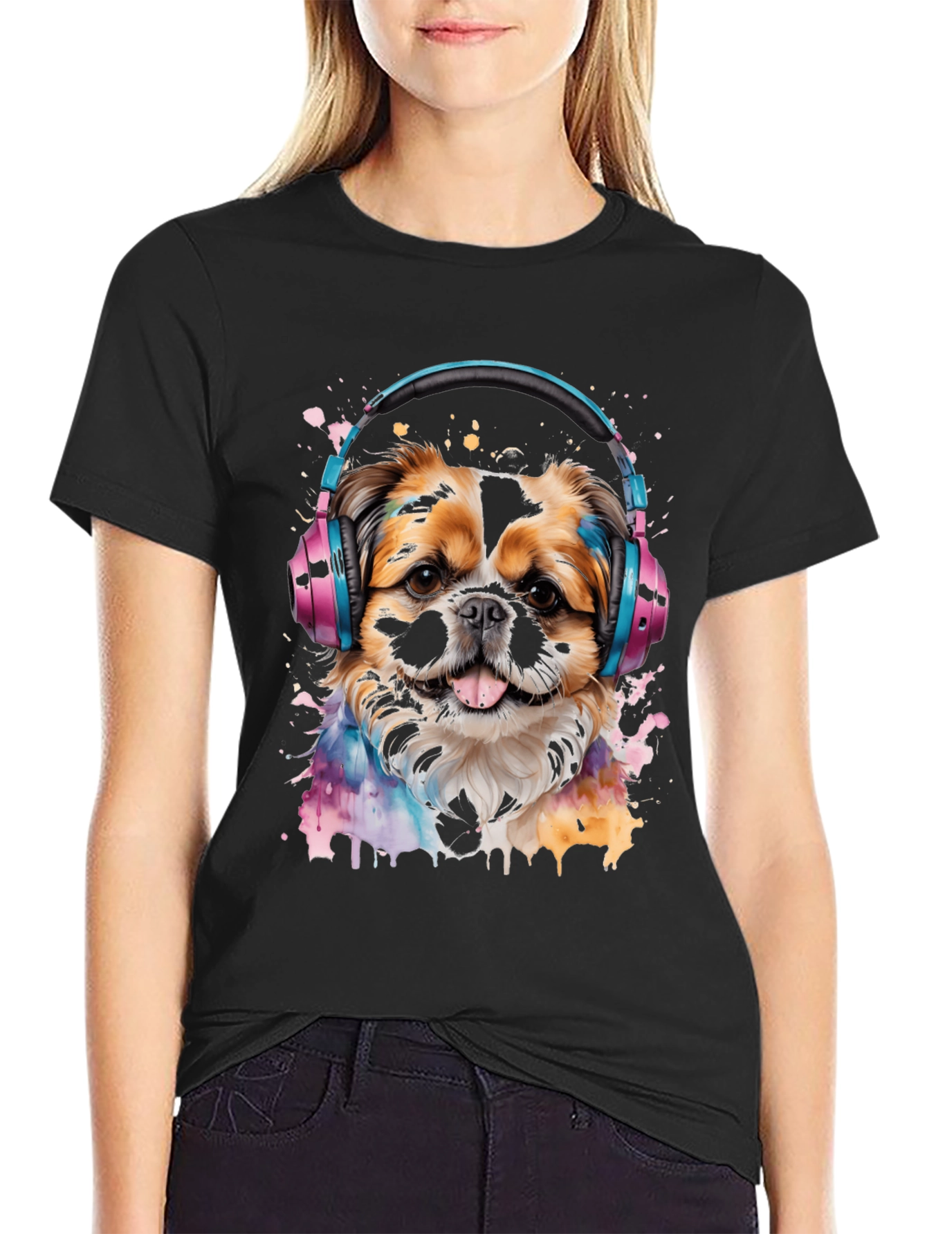 Dog with Headphones Graphic Tee