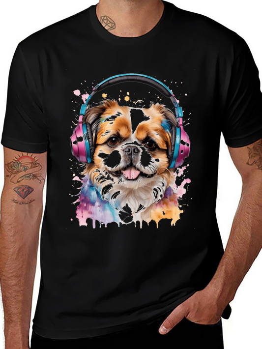 Dog with Headphones Graphic Tee
