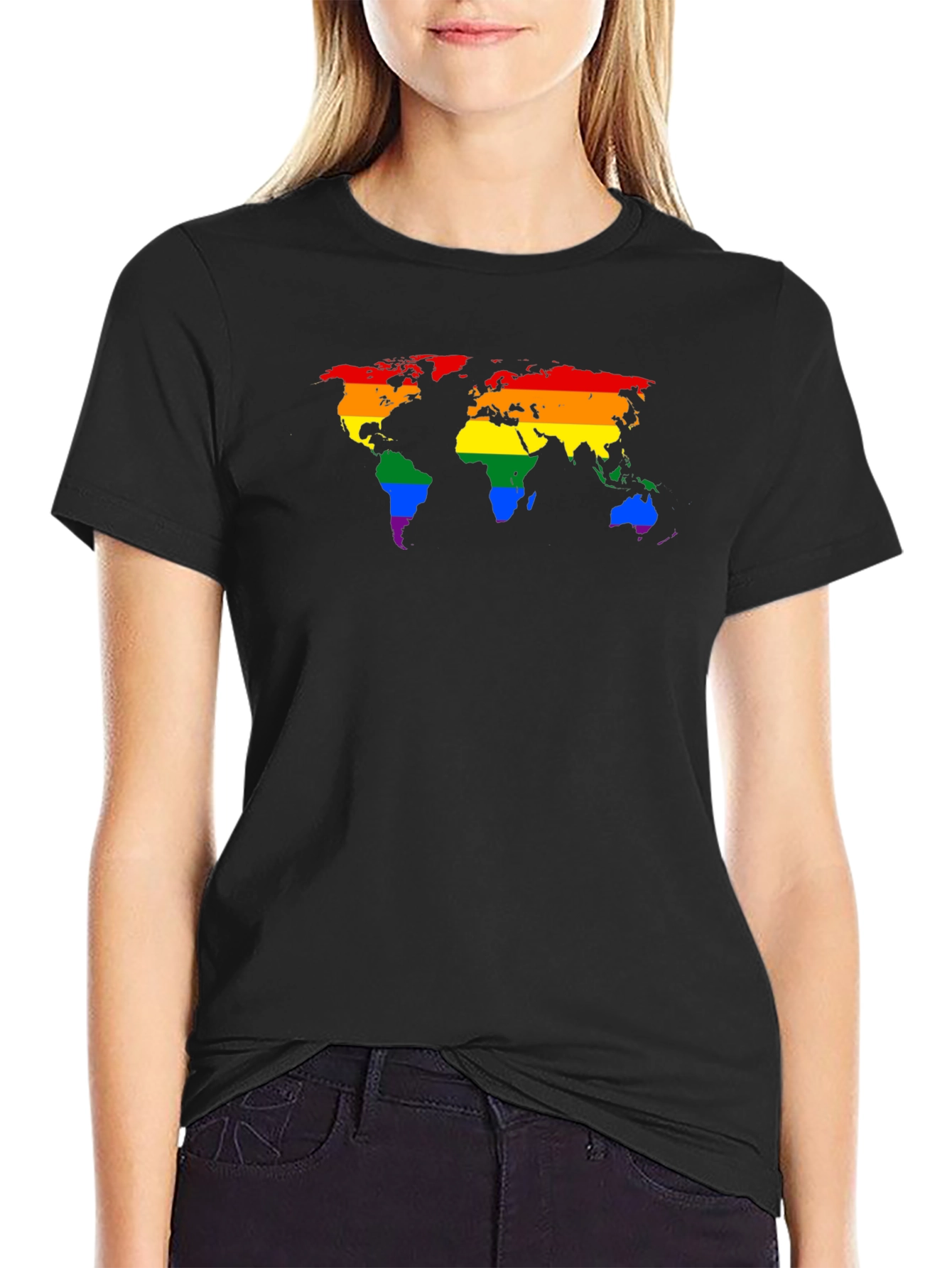 Pride World Map Black T-Shirt