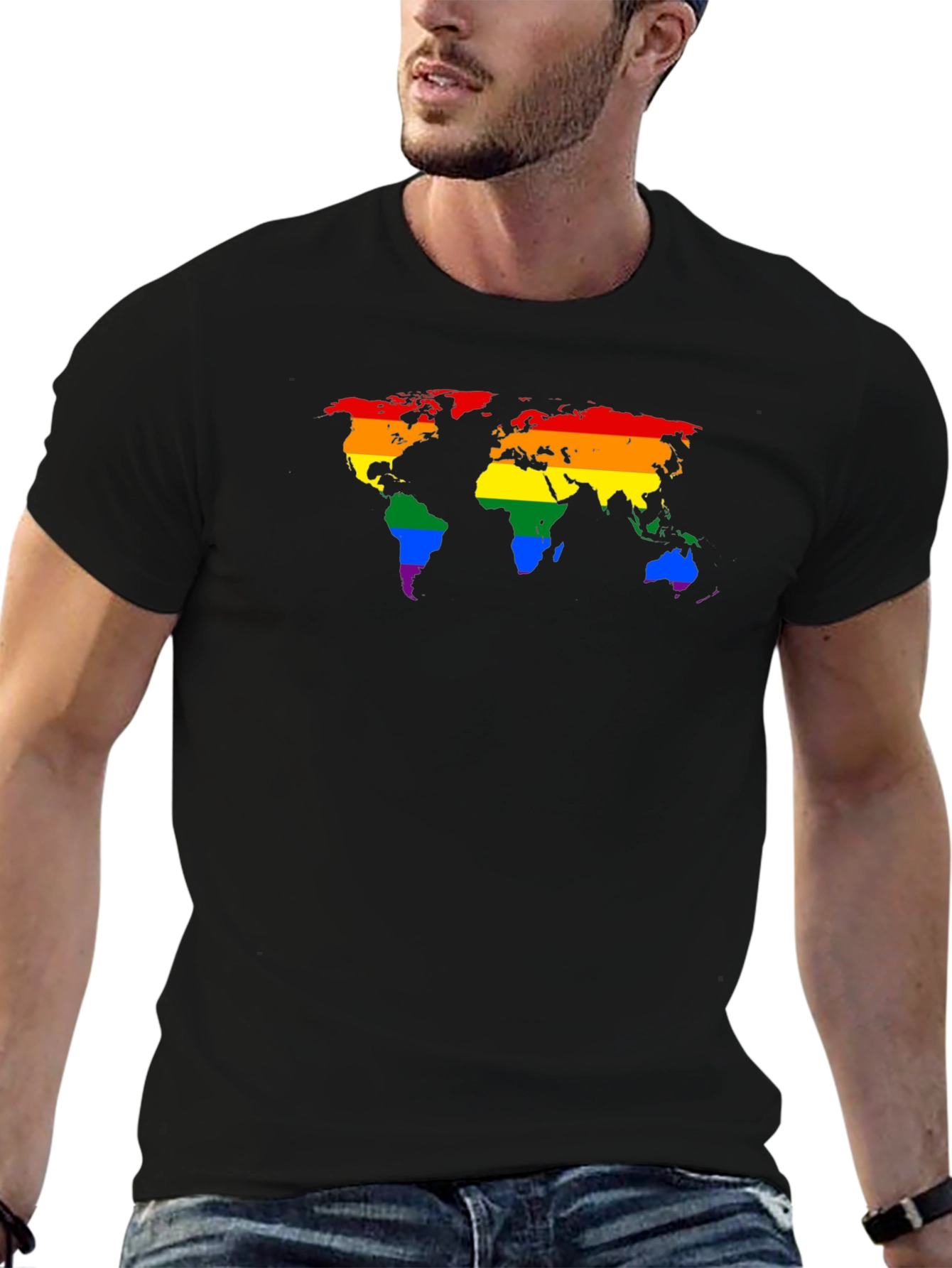 Pride World Map Black T-Shirt