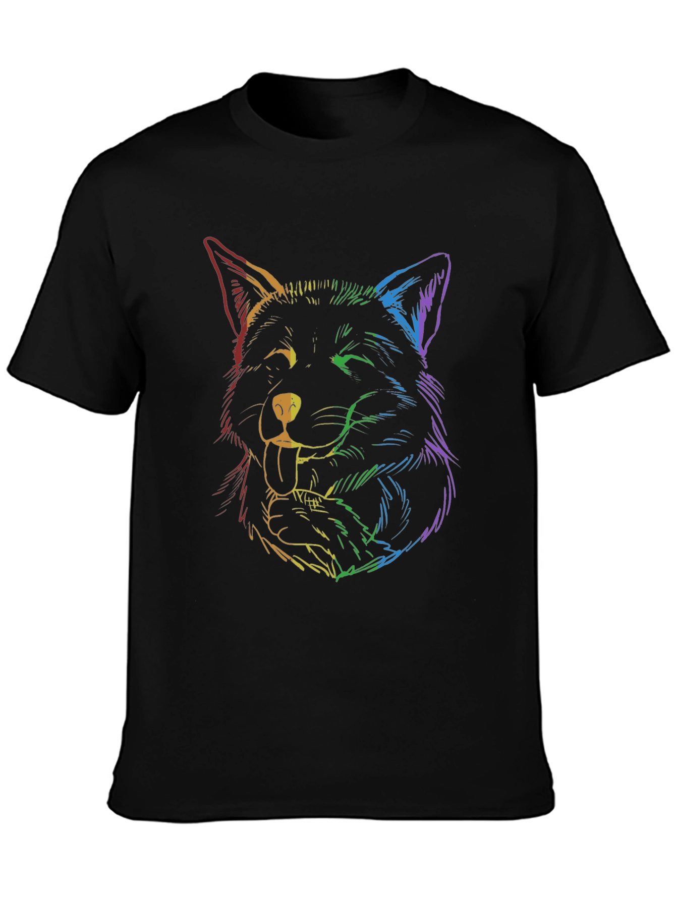 Rainbow Wolf Graphic Tee - Stylish Unisex T-Shirt