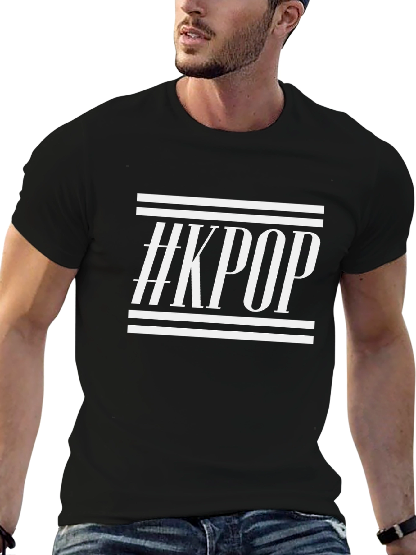 Stylish #KPOP Black Graphic Tee