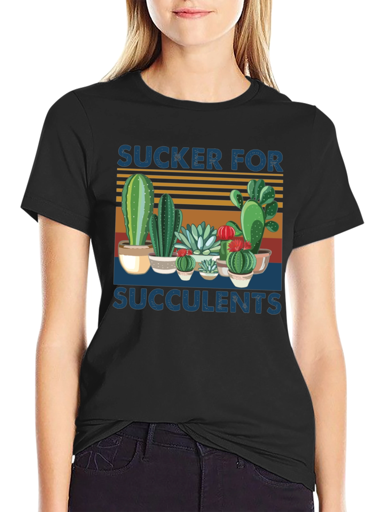 Sucker for Succulents Black Graphic Tee