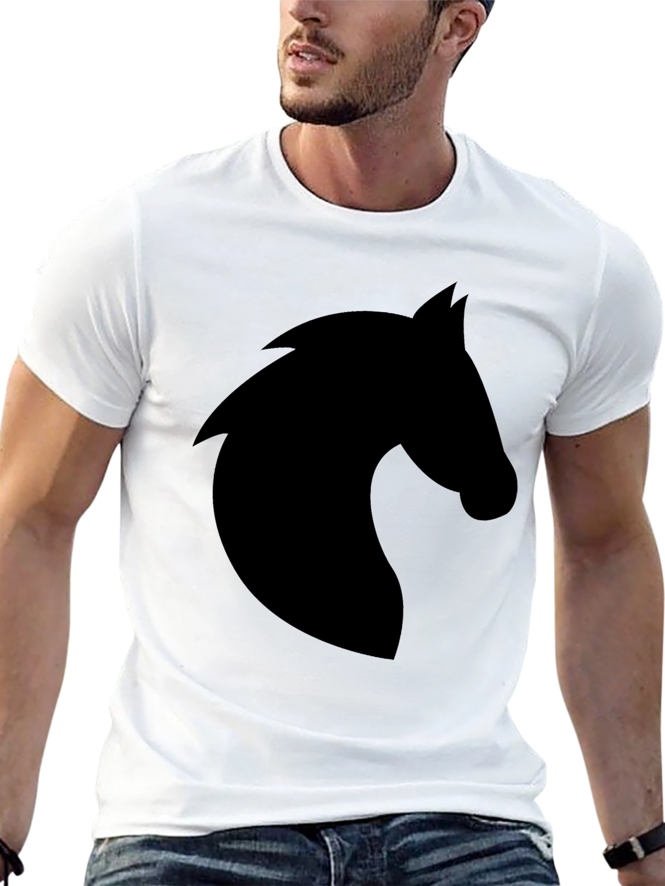 Mens Black Horse Silhouette Graphic Tee