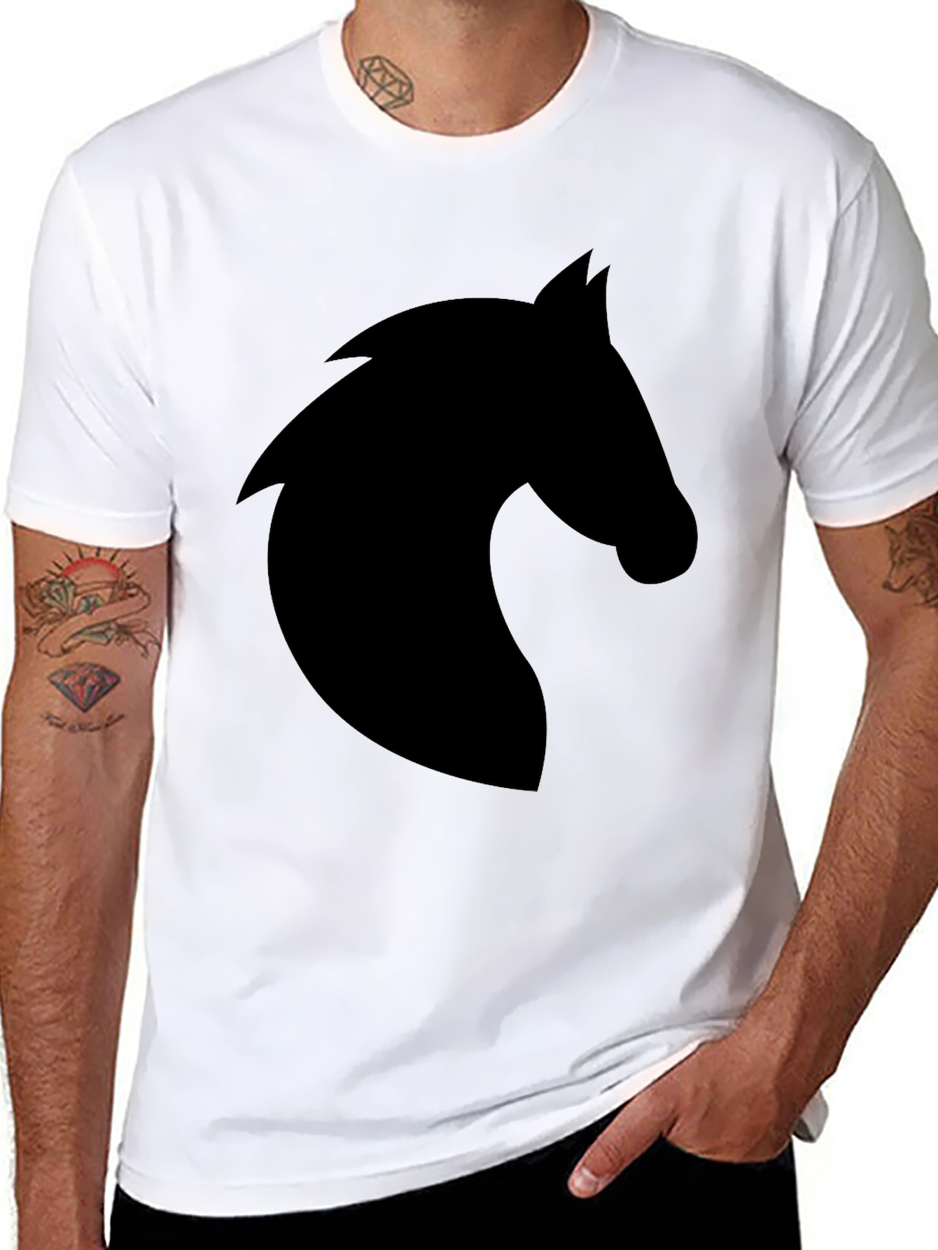 Mens Black Horse Silhouette Graphic Tee