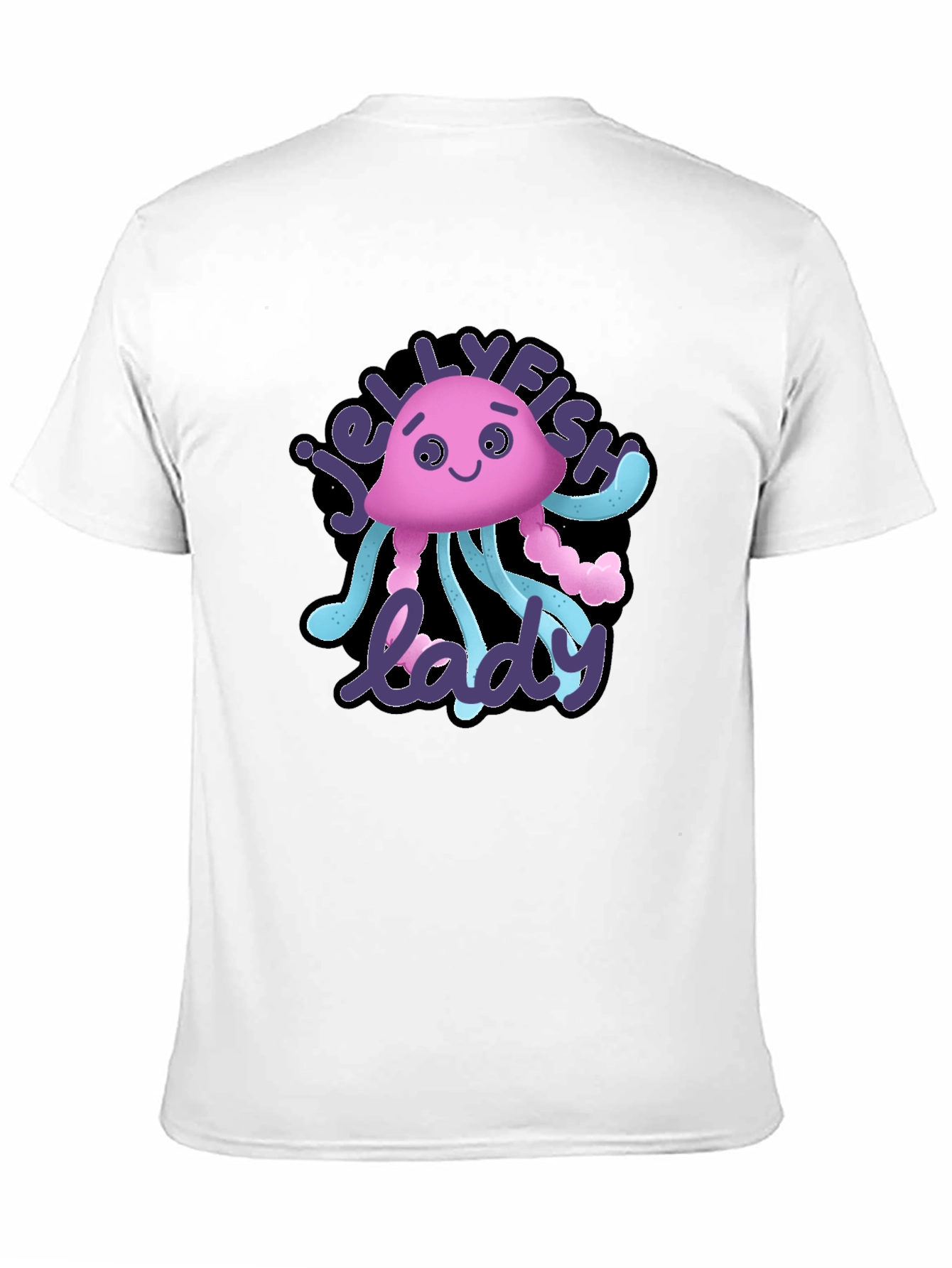 Jellyfish Lady Graphic Tee - Black Cotton T-Shirt