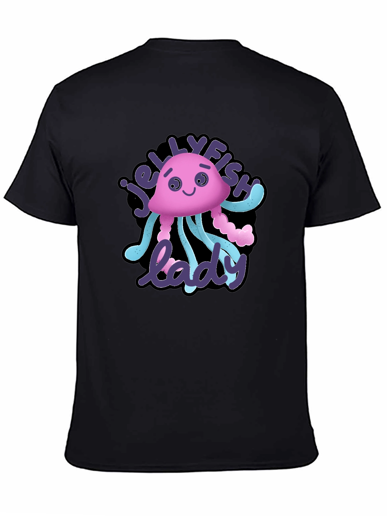 Jellyfish Lady Graphic Tee - Black Cotton T-Shirt