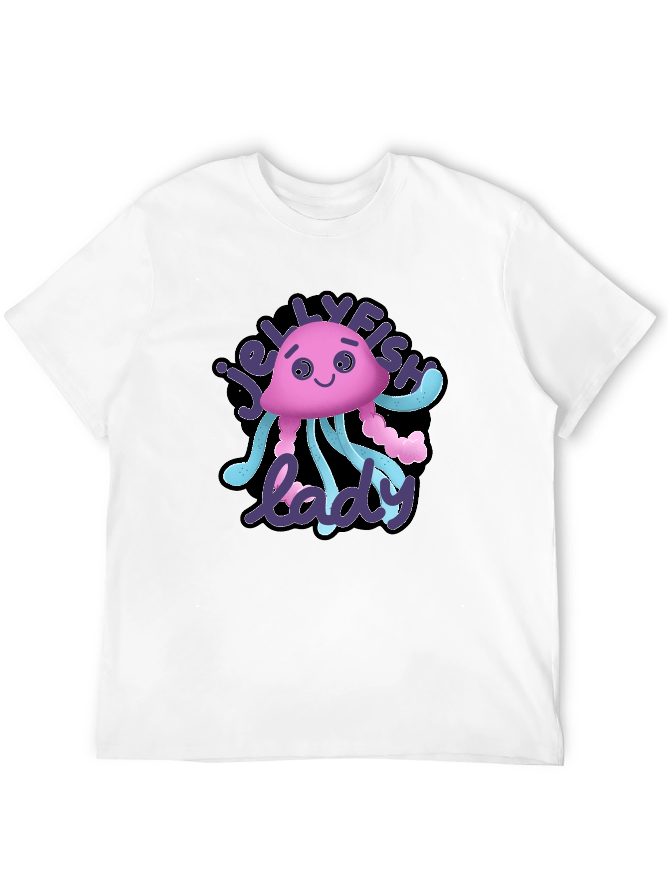 Jellyfish Lady Graphic Tee - Black Cotton T-Shirt