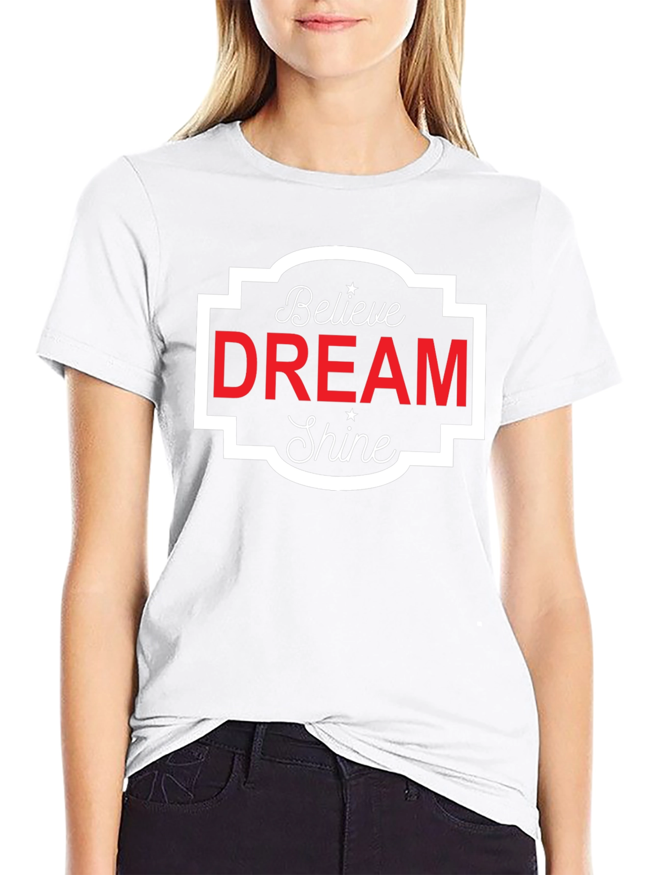 Believe Dream Shine Graphic Tee - Black Cotton T-Shirt