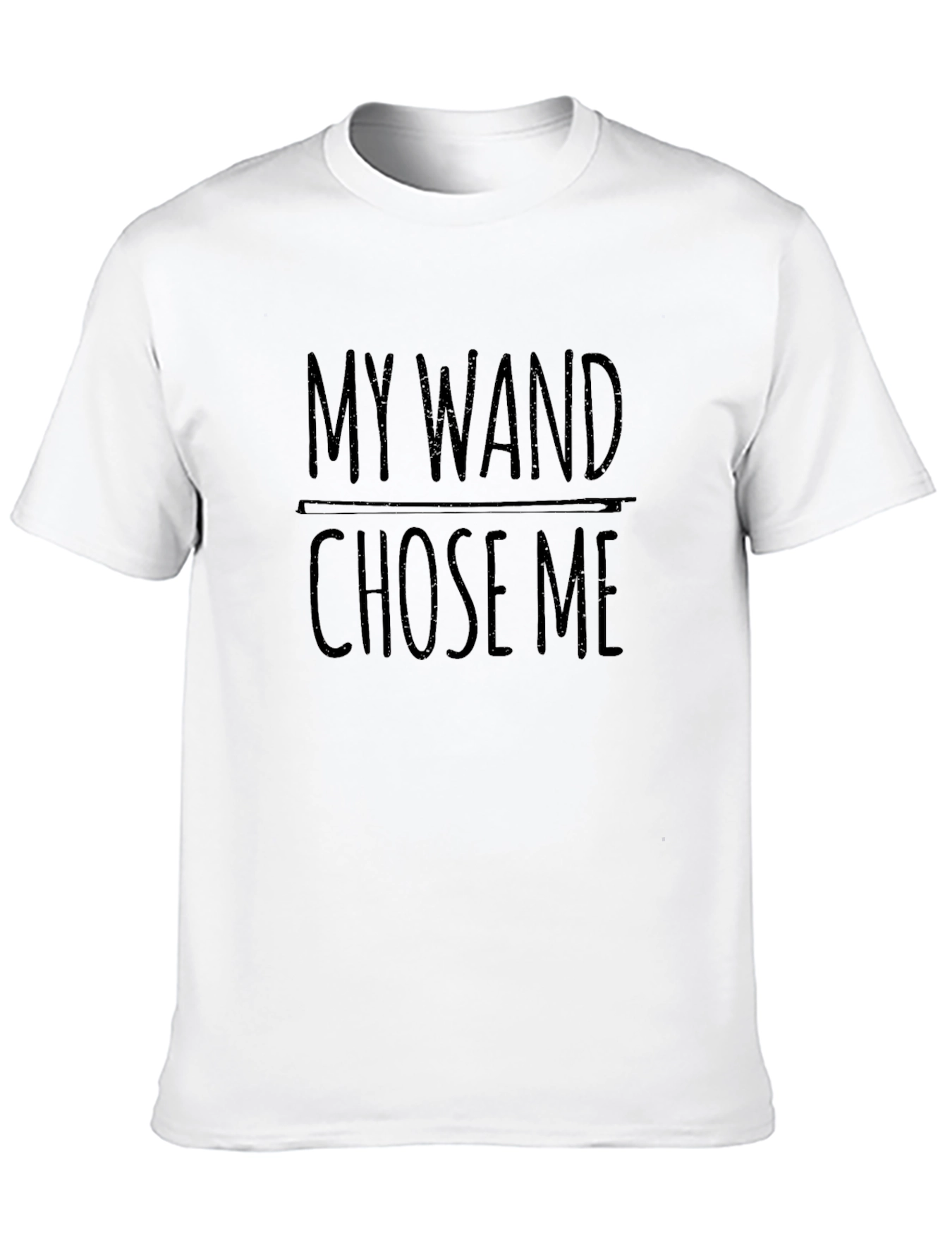 My Wand Chose Me Black Cotton Graphic T-Shirt