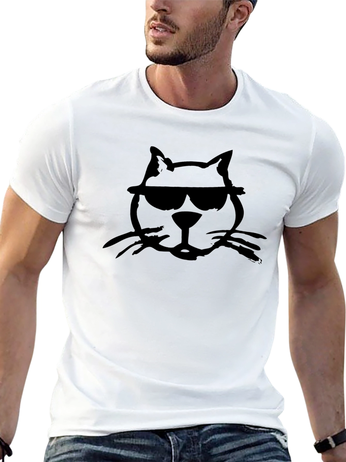 Cool Cat T-Shirt - Black Cotton Graphic Tee
