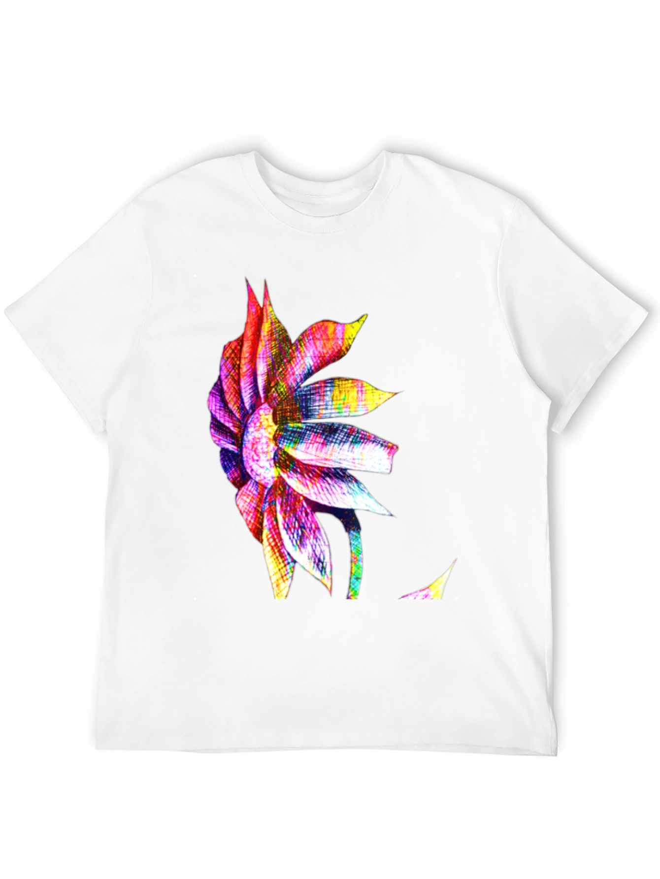 Vibrant Floral Print Mens Black T-Shirt