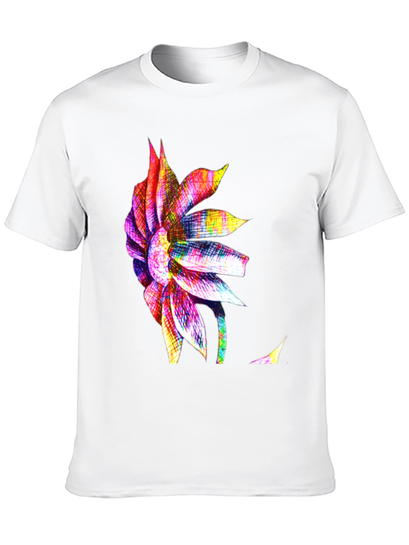 Vibrant Floral Print Mens Black T-Shirt