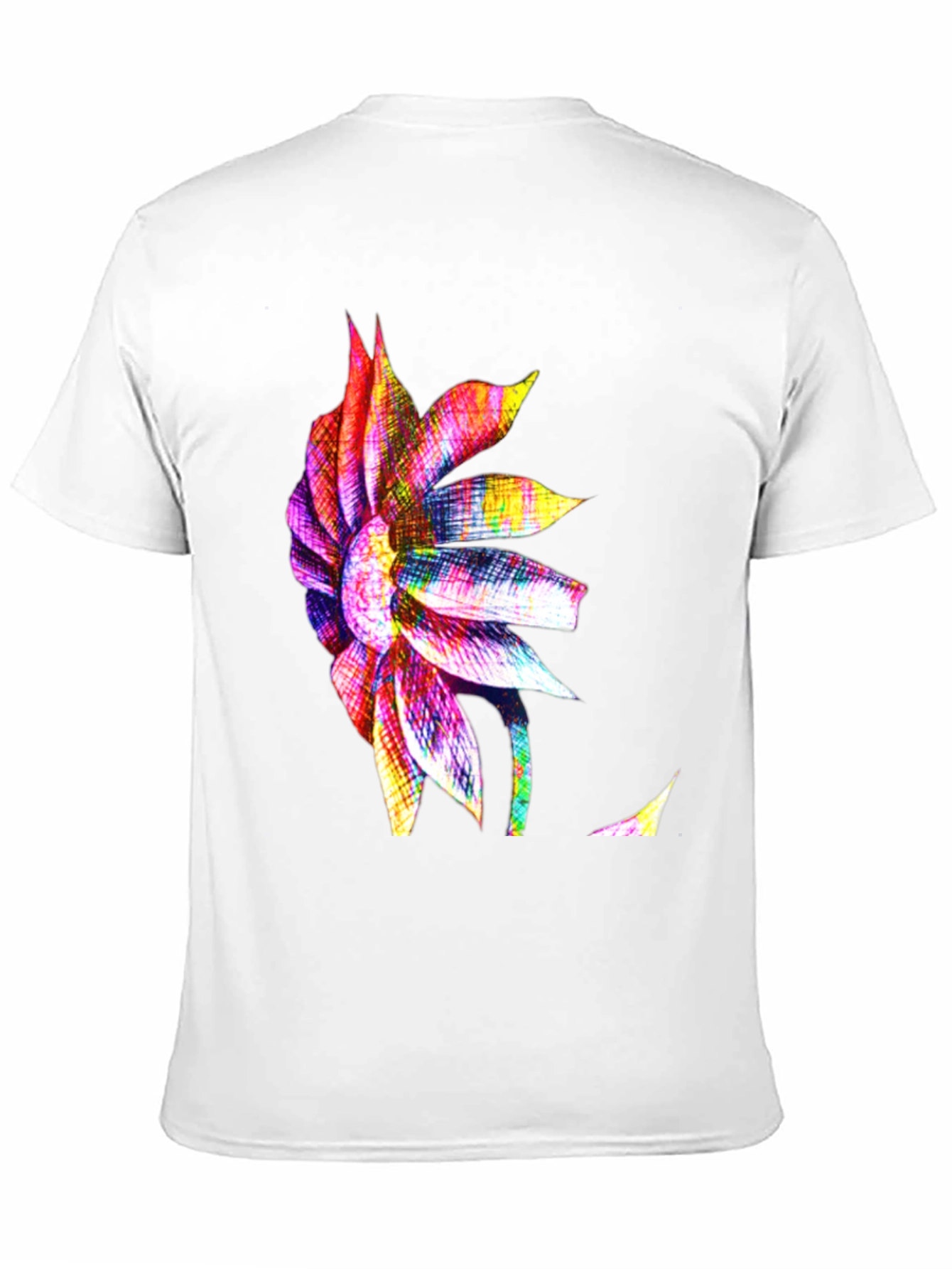 Vibrant Floral Print Mens Black T-Shirt