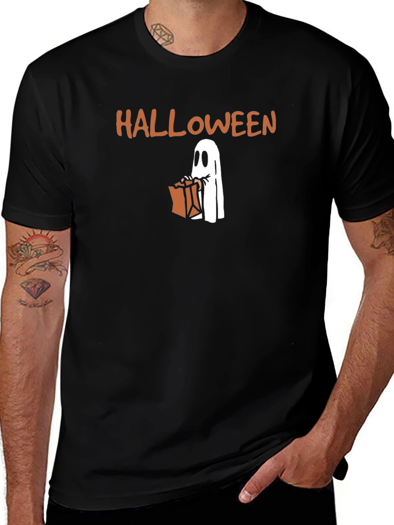 Halloween Ghost Black T-Shirt