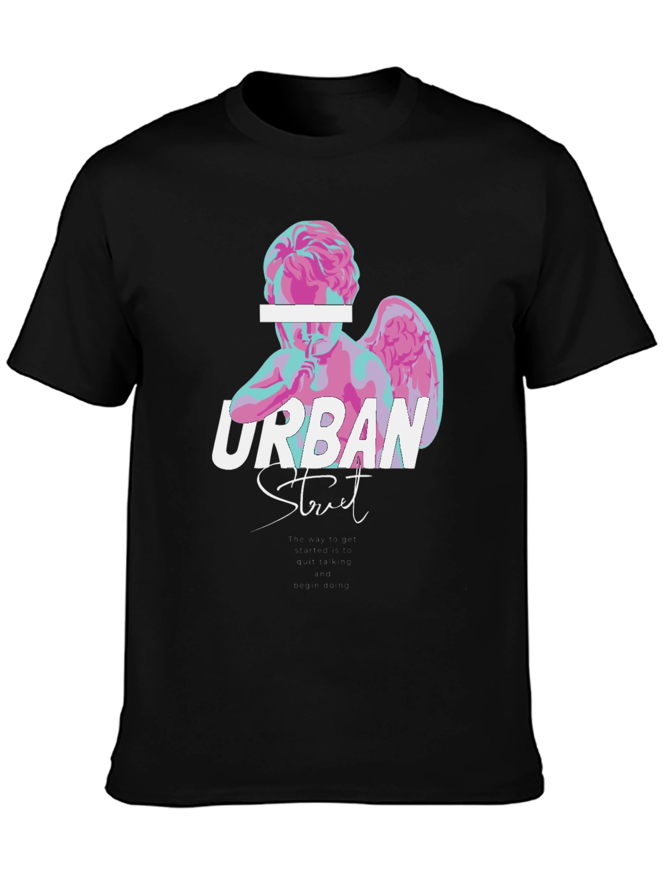 Urban Street Angel Graphic Tee - Black