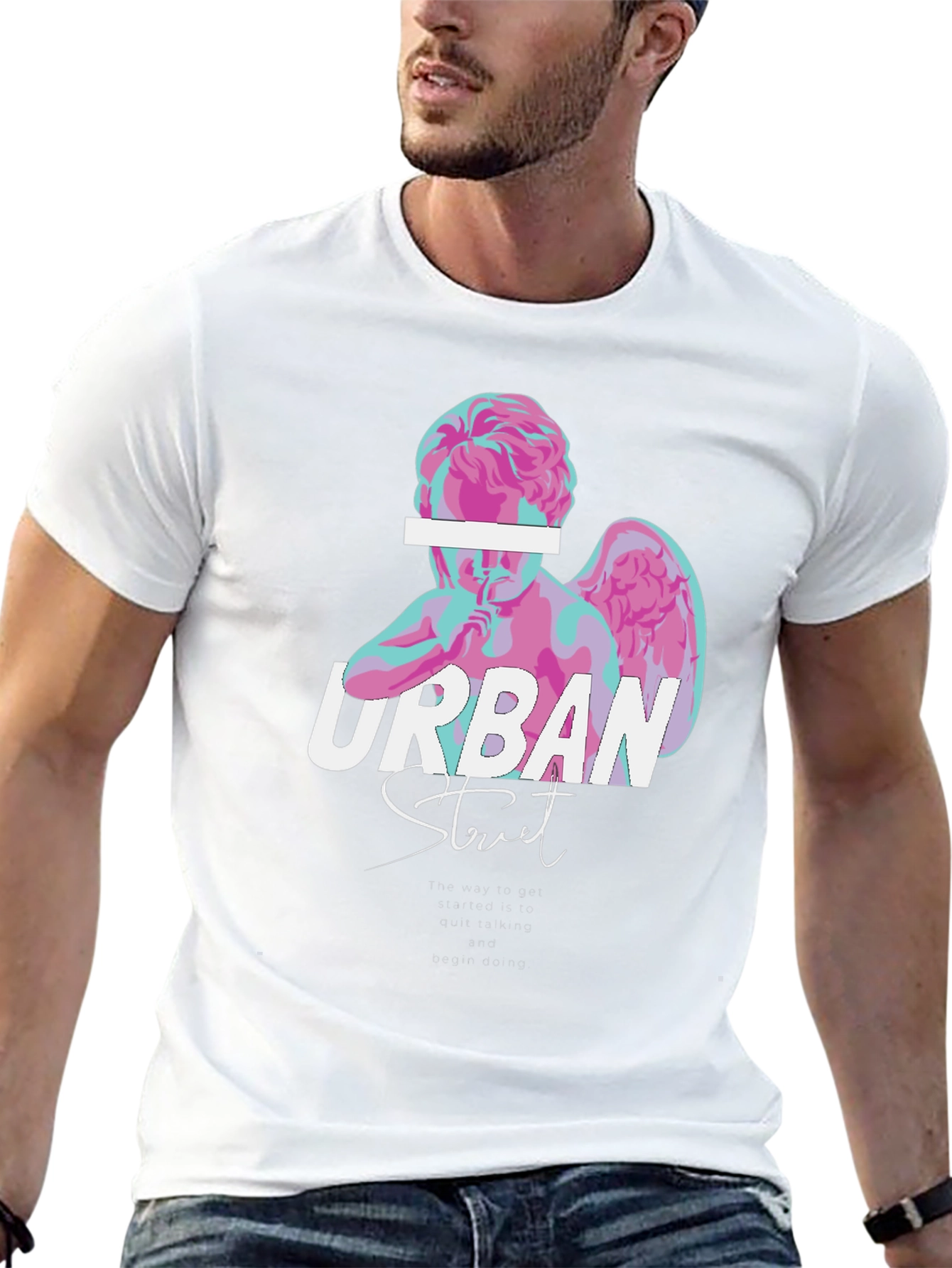 Urban Street Angel Graphic Tee - Black
