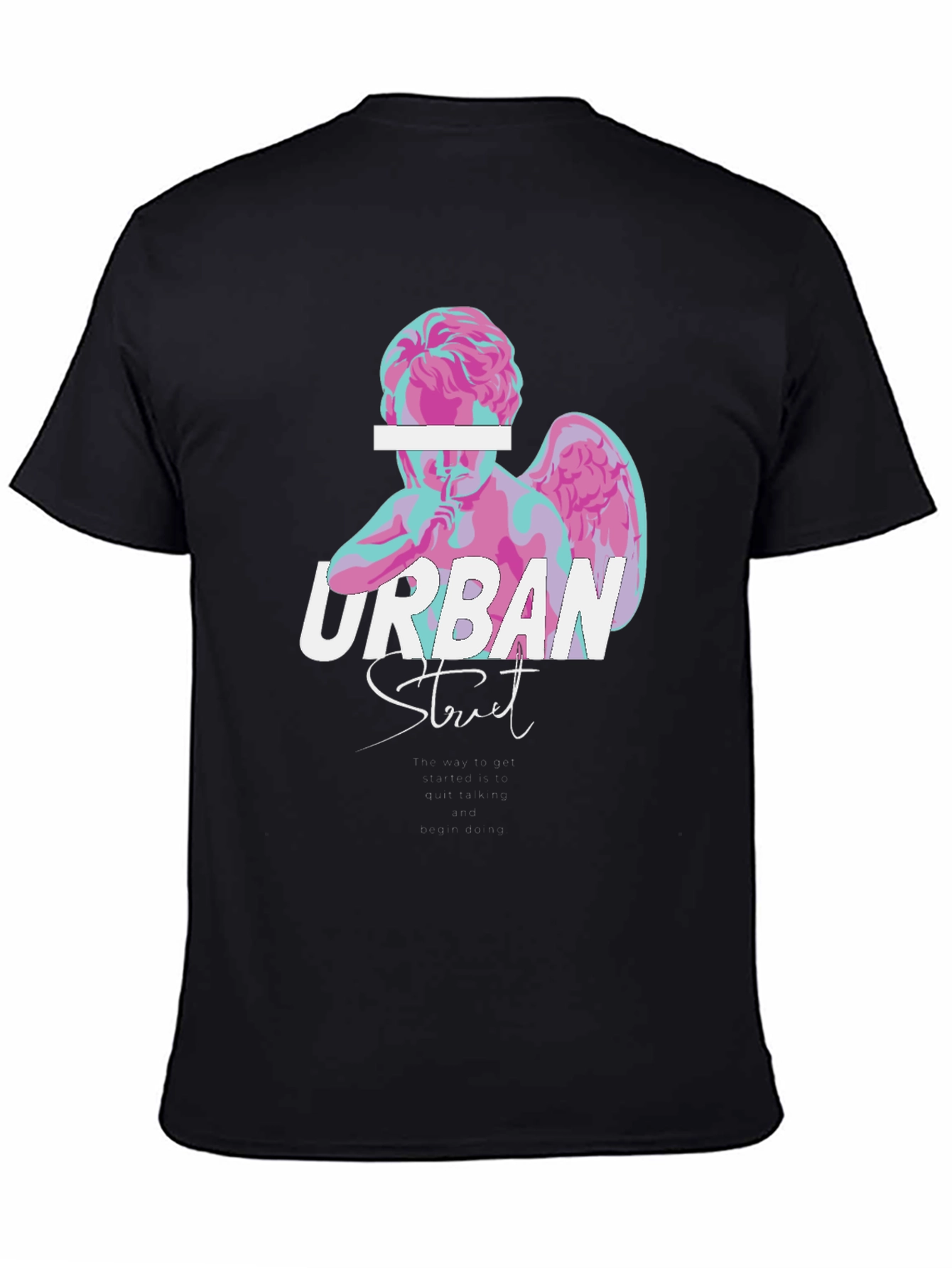 Urban Street Angel Graphic Tee - Black