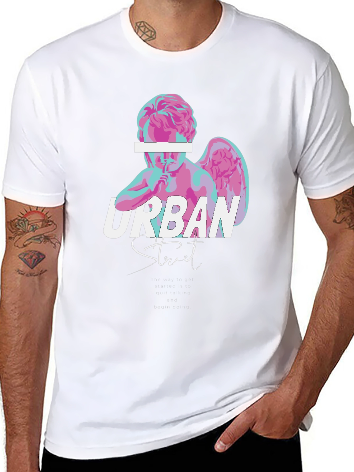 Urban Street Angel Graphic Tee - Black