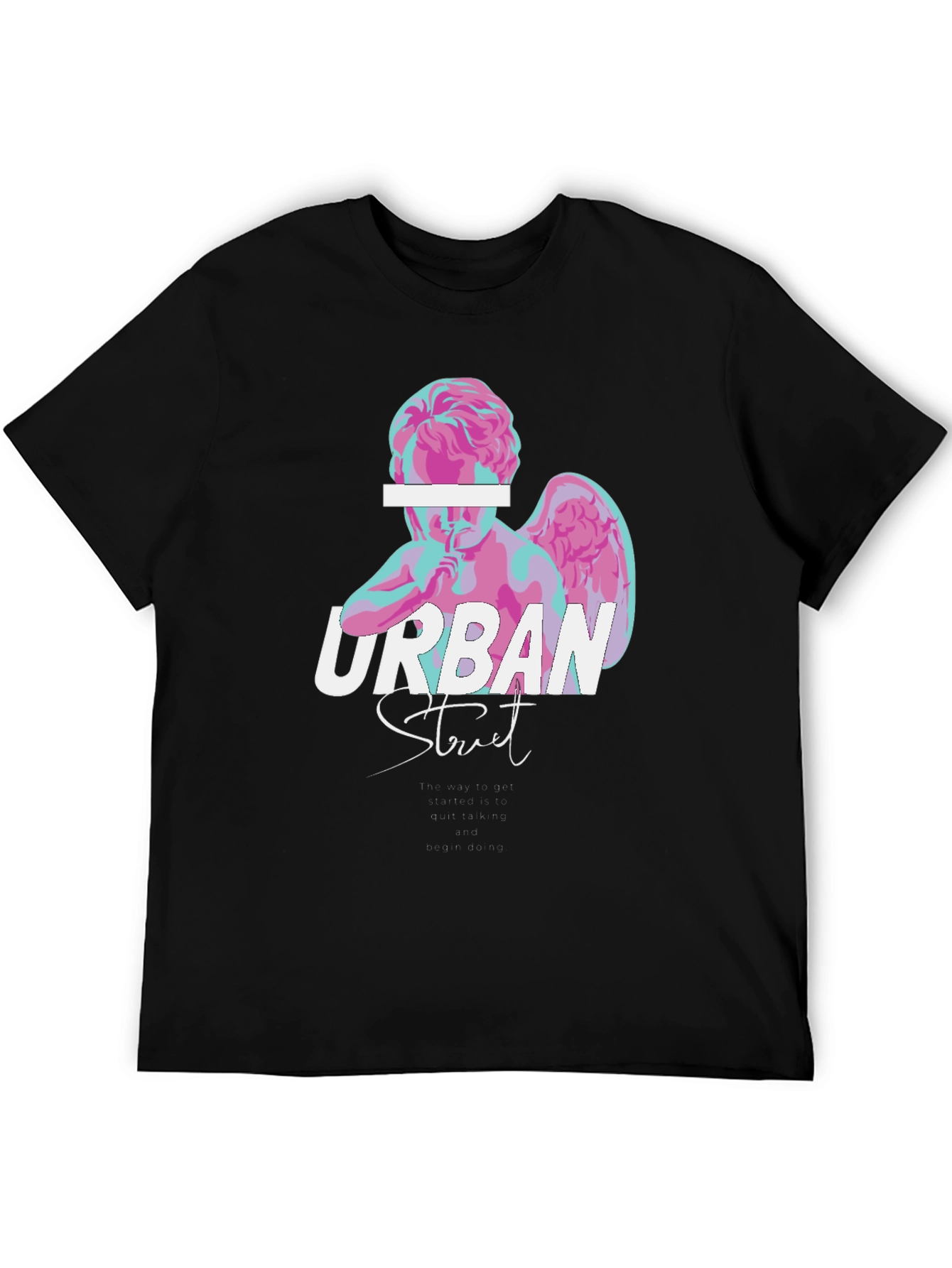 Urban Street Angel Graphic Tee - Black